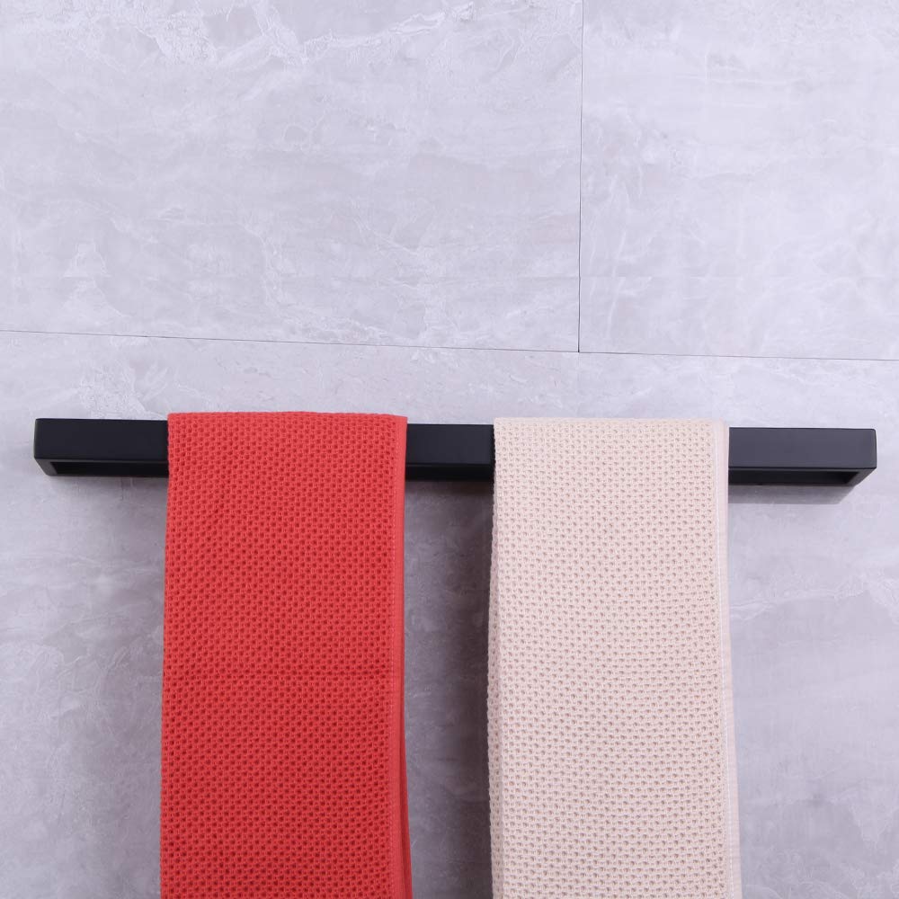 24-Inch Matte Black Bath Hand Towel Bar - SUS 304 Stainless Steel Square Towel Rack Holder for Bathroom Wall Mount - Durable & Rustproof Bathroom Accessory for Towel Organization & Spa-Like Decor