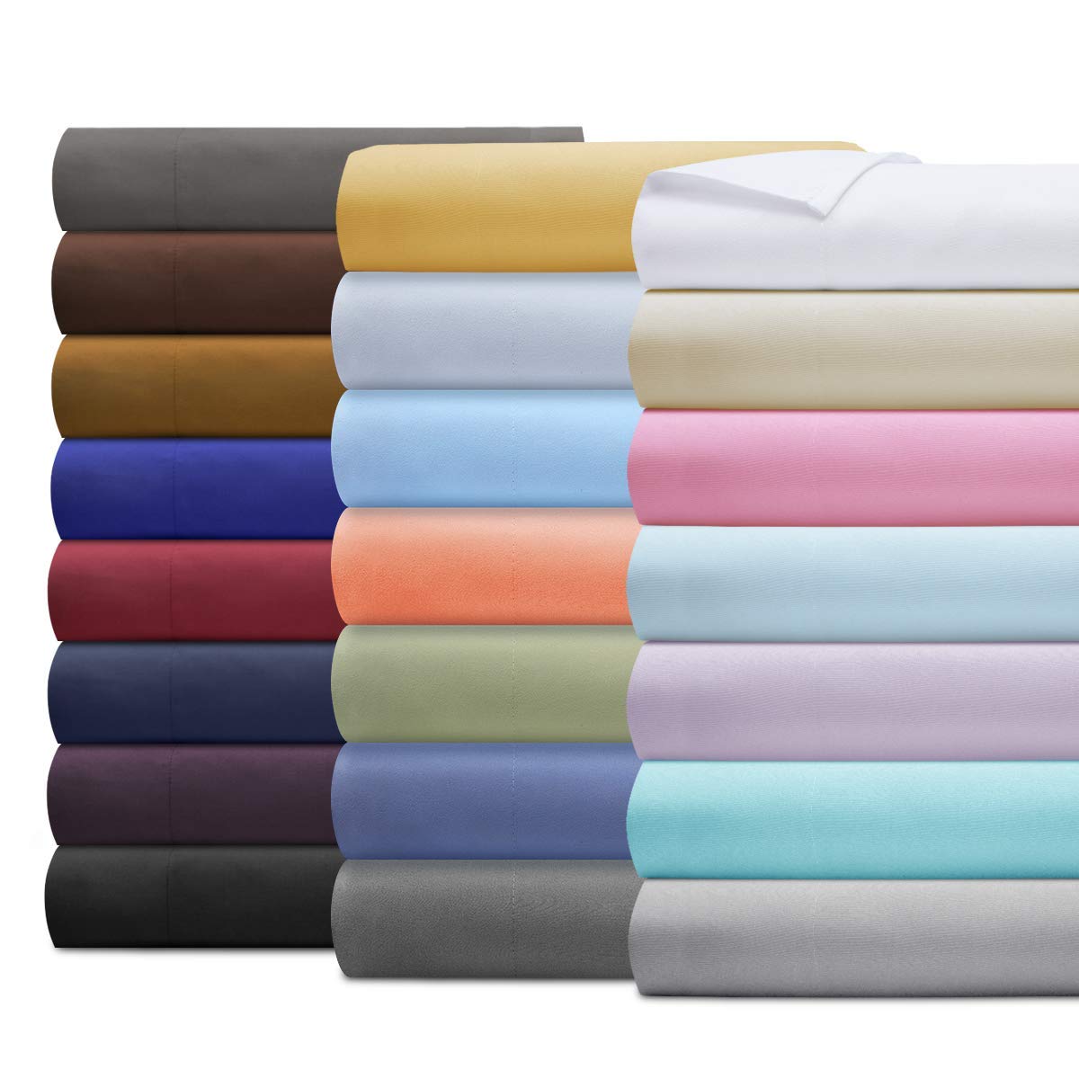 4-Piece 800 Thread Count 100% Long Staple Pure Cotton Bed Sheet Set - Ultra Soft Twin Size with 18