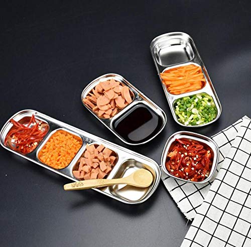 4-Piece Stainless Steel Dipping Sauce Dish Set - Small Condiment Bowls for Soy Sauce, Ketchup, Mustard - Perfect for Appetizers, Sushi, Dumplings & Party Snacks