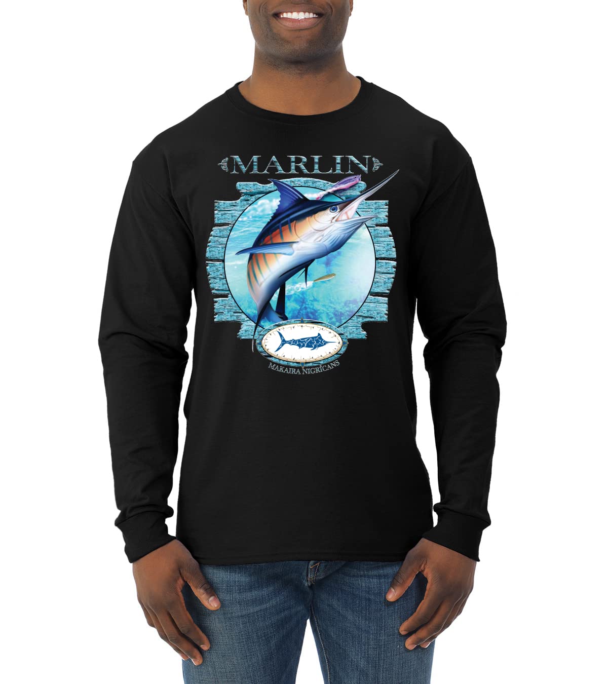 Blue Marlin Fish Sports Men's Long Sleeve Shirt - Comfortable Fishing & Outdoor Performance Shirt for Men