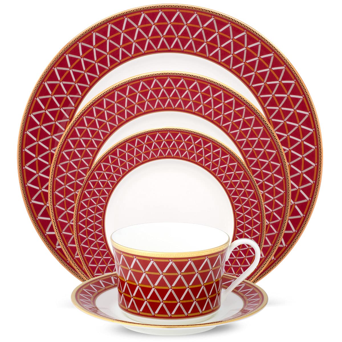 Noritake Crochet 5-Piece Dinner Plate Set - Elegant Bone China Tableware for Formal Dining & Special Occasions
