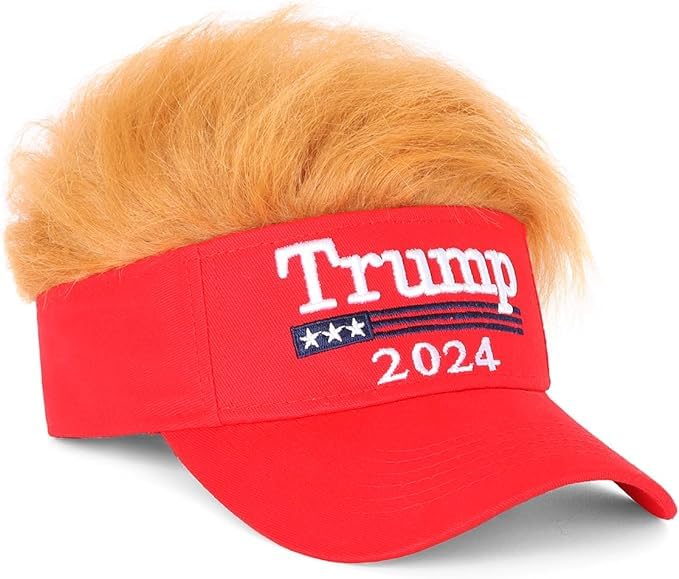 2024 USA Patriotic Red Wig Hat - Fun American Flag Costume Accessory for 4th of July, Halloween & Football Games