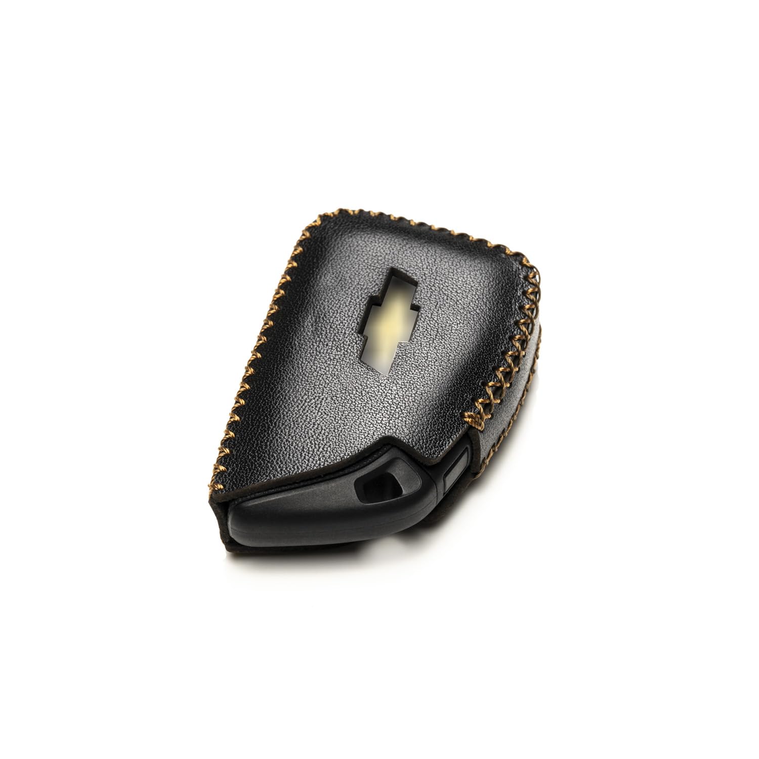 Genuine Leather Smart Key Fob Case with Leather Key Strap for Chevrolet Suburban 2025, Tahoe 2025, Silverado 2025 - Premium 4-Button Remote Cover (Black) | Durable Protection & Stylish Accessory for Car Keys