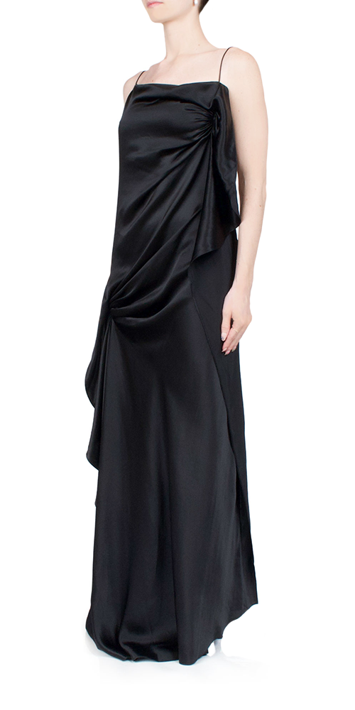 Elegant Cusco Draped Silk Maxi Dress for Women - Boho Chic Summer Beach Wedding Party Wear - Flowy Long Evening Gown for Special Occasions