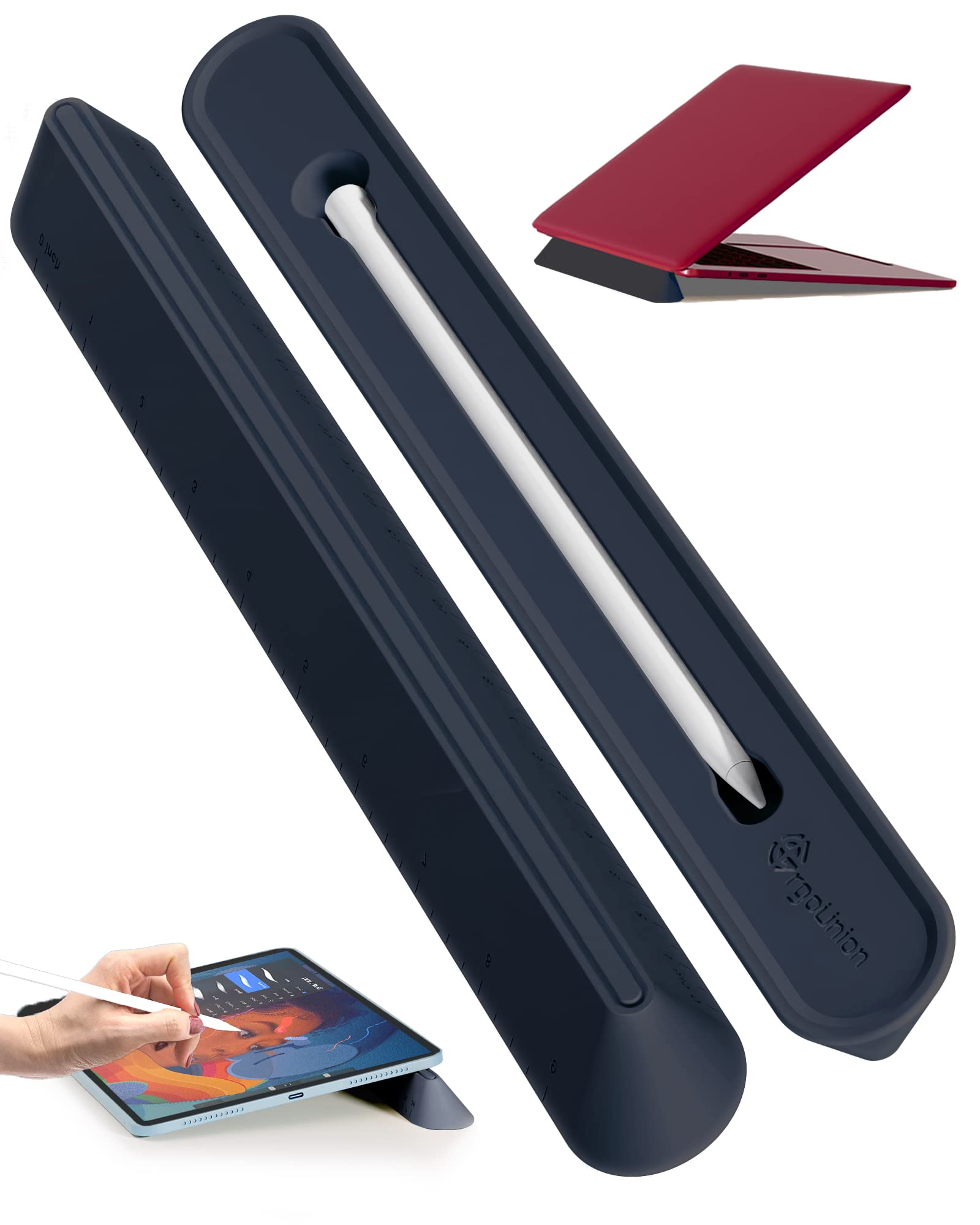 3 in 1 Ergonomic Laptop Stand with Cooling Function - Adjustable Silicone Keyboard Riser & Portable Computer Holder for Home Office, School & Travel (Oval Base, Midnight Black) - Perfect for Work, Study & Coffee Shop Use
