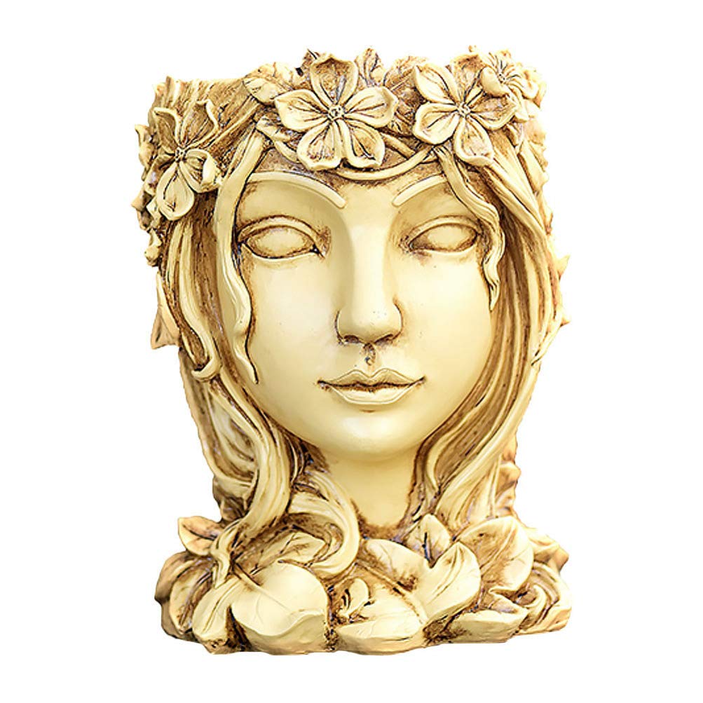 YARNOW Cute Human Head Face Resin Flower Pot - Succulent & Cactus Planter for Indoor/Outdoor Garden Decor - Unique Home & Office Desk Decoration