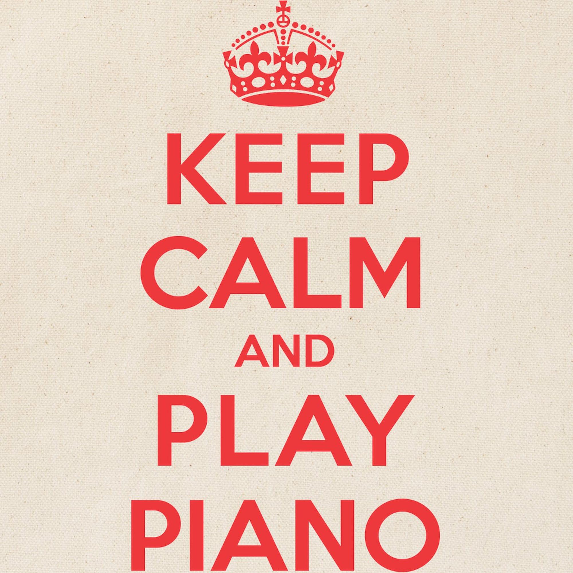Keep Calm Play Piano Tote Bag - Natural Canvas Reusable Shopping Bag for Musicians, Piano Teachers & Students - Perfect for Music Lessons, Groceries & Beach Trips