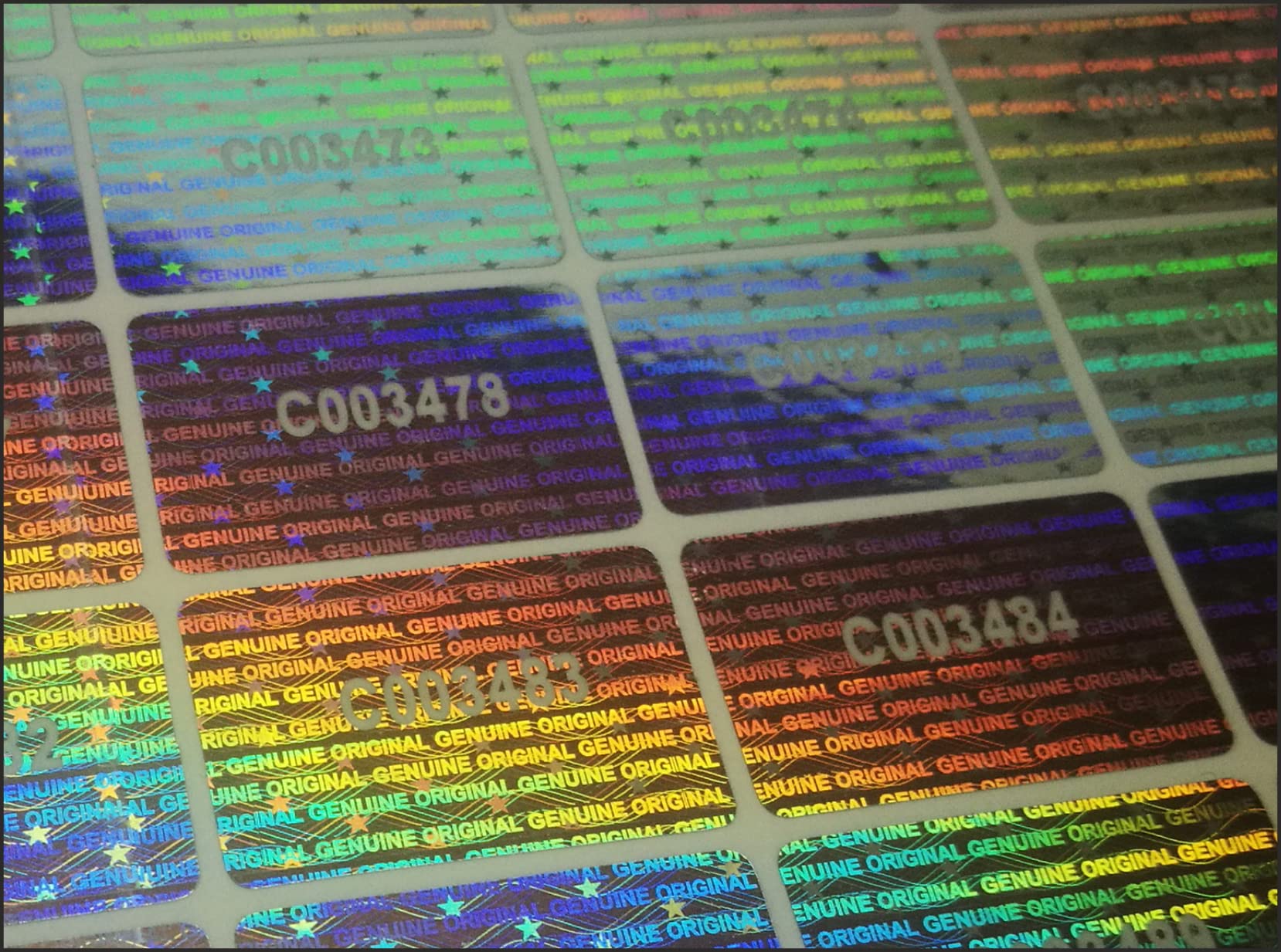 100 Pcs Hologram Security Labels with Unique Serial Numbers - 1.18