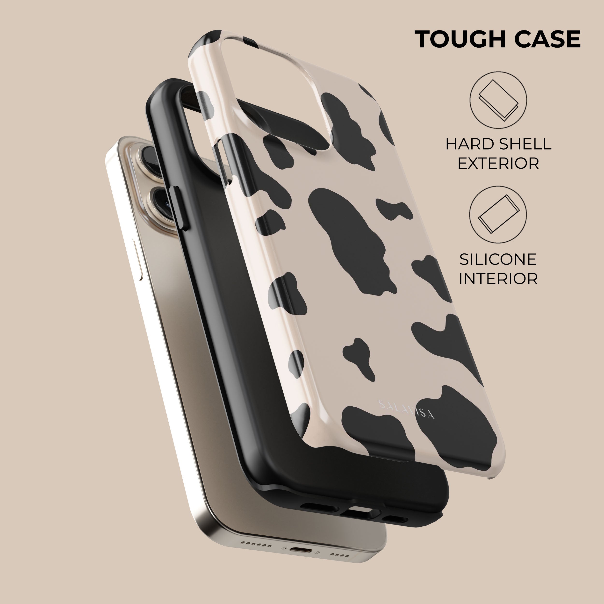 Cute Pink Cow Print Phone Case - Shockproof & Durable Cover for iPhone 14/13/12/11 Pro Max XR XS - Perfect for Girls, Teens & Women (Farm Animal Theme) - Ideal for Daily Use, School, Work & Travel