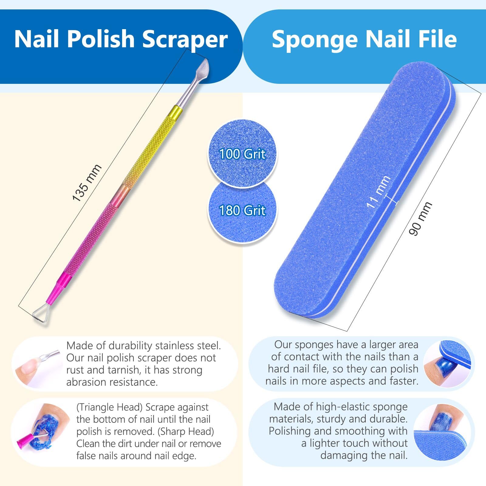Professional Gel Nail Polish Remover Kit - 0.5 Fl Oz with Nail File & Scraper | Fast Acting Formula Removes Gel Polish in 3-5 Minutes | Gentle on Nails | Perfect for Salon & Home Manicures