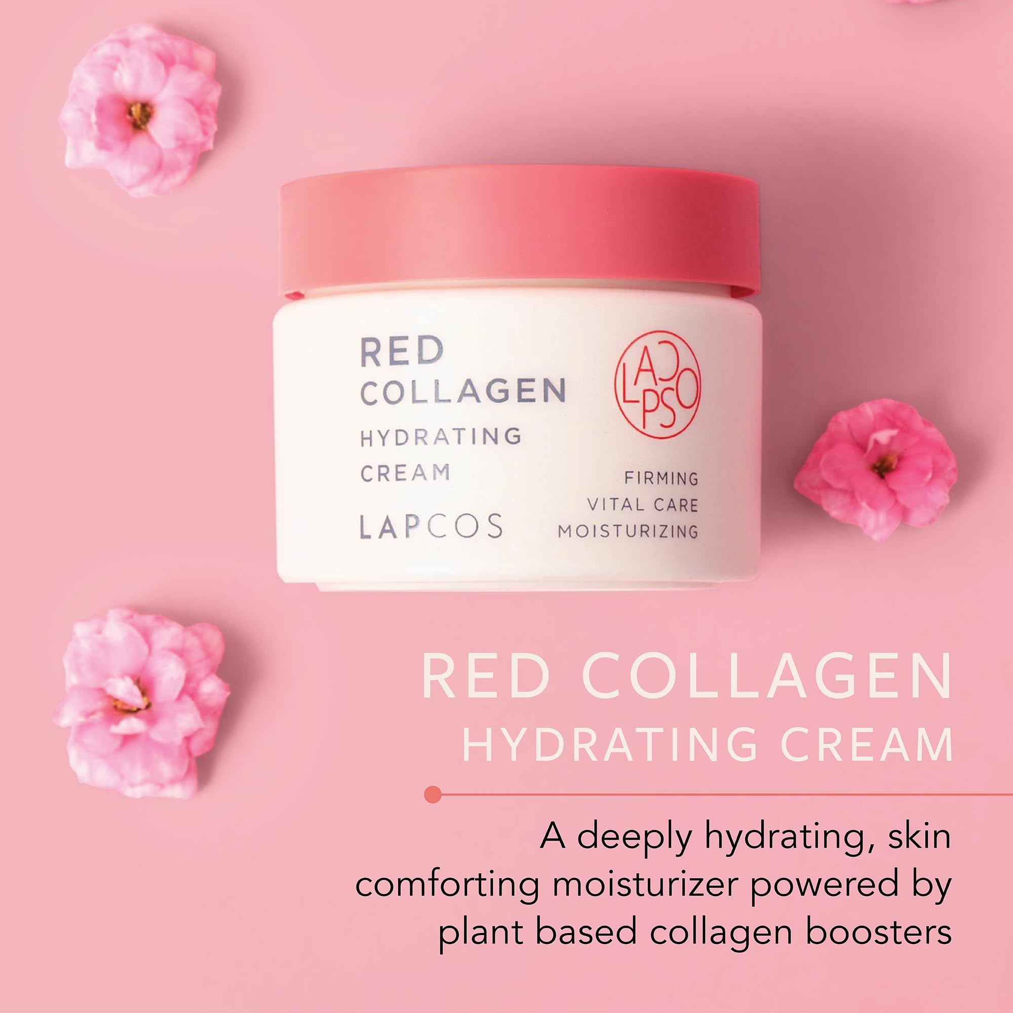LAPCOS Red Collagen Hydrating Face Cream 1.69 Fl Oz - Vegan Collagen Moisturizer with Niacinamide for Plump, Hydrated Skin | Anti-Aging Neck & Face Cream for Day & Night Use