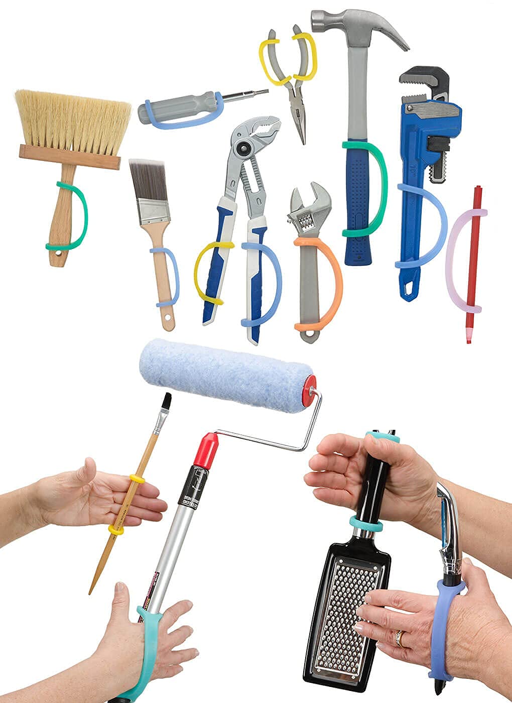 **8-Pack Silicone Adaptive Aids with Non-Slip Handles - Assistive Grip for Hand Tremors, Arthritis & Limited Mobility - Ideal for Cerebral Palsy, Stroke & Limb Loss - Includes Sippy Cup Holder Strap (All Ages) - Perfect for Daily Use, Mealtime & Rehabilitation**
