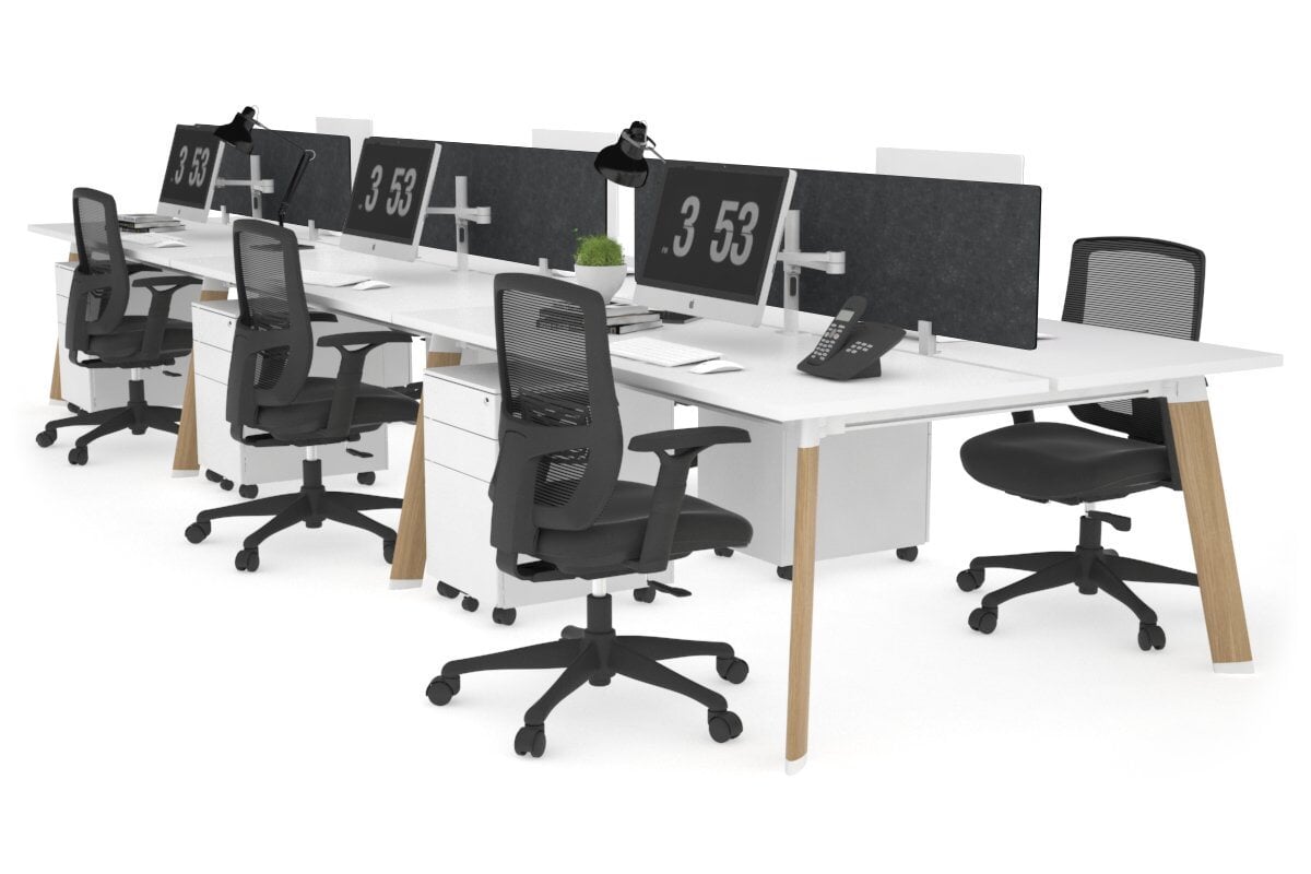 6-Person Wooden Workstation with Imprint Frame - 1600L x 700W Dimensions - Ideal for Office, Conference Room & Collaborative Workspaces