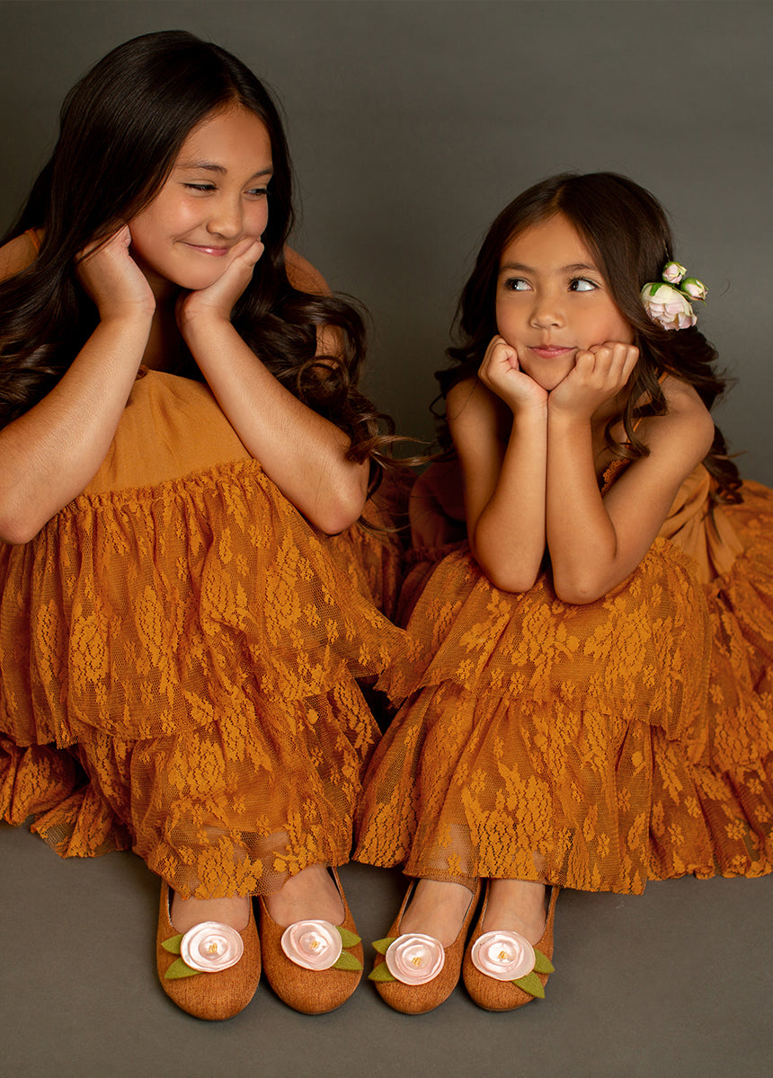 Catrina Dress in Marigold - Mexican Folkloric Floral Maxi Dress for Women | Perfect for Day of the Dead Celebrations, Halloween Costumes & Latin Festivals