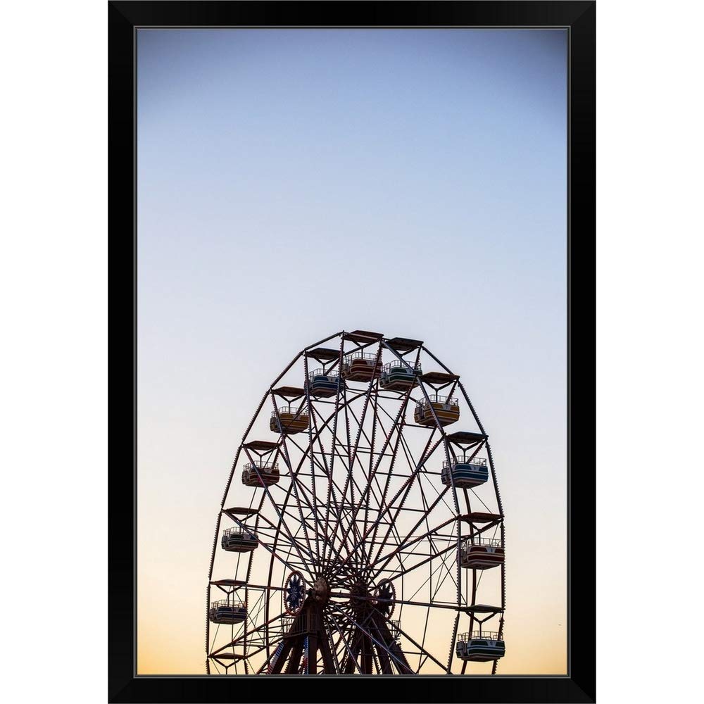 Virginia Beach Ferris Wheel Black Framed Wall Art Print - Coastal Virginia Landscape Artwork for Home, Office & Beach House Decor