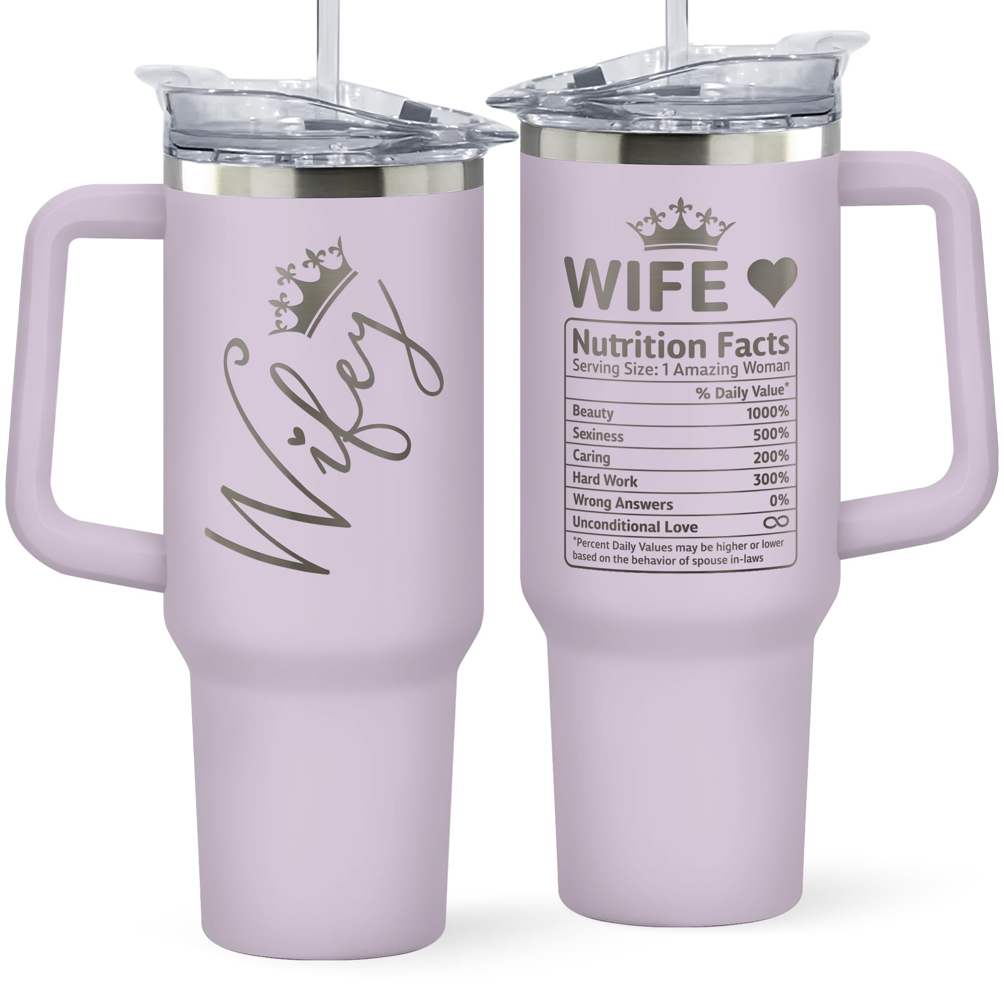 40oz Purple Stainless Steel Tumbler - Romantic Love Cup for Wife | Perfect Wedding Anniversary, Birthday, Valentine's Day, Mother's Day & Christmas Gift for Her | Insulated Travel Mug for Coffee, Tea & Cold Drinks | Ideal for Home, Office & Outdoor Use