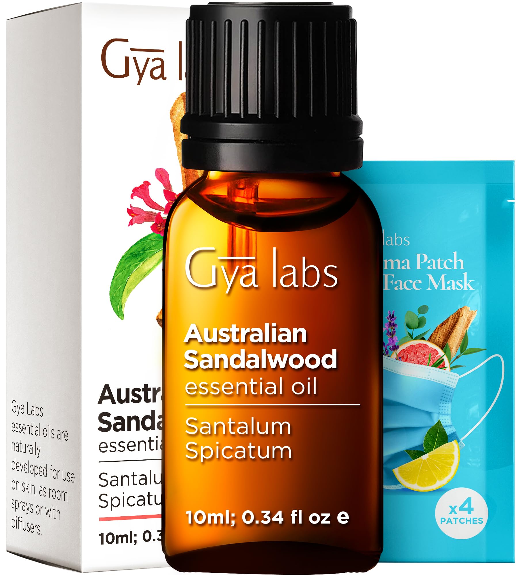 Gya Labs 100% Pure Australian Sandalwood Essential Oil - 0.34 Fl Oz Natural Aromatherapy Oil for Skin, Hair & Diffusers - Warm Woodsy Scent for Relaxation, Meditation & Candle Making