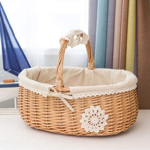 Hand-Woven Wicker Picnic Basket - Multifunctional Storage Organizer for Eggs, Candy, Bath Toys & Kids Toys | Perfect for Gift Wrapping, Picnics, Home Decor & Nursery Organization