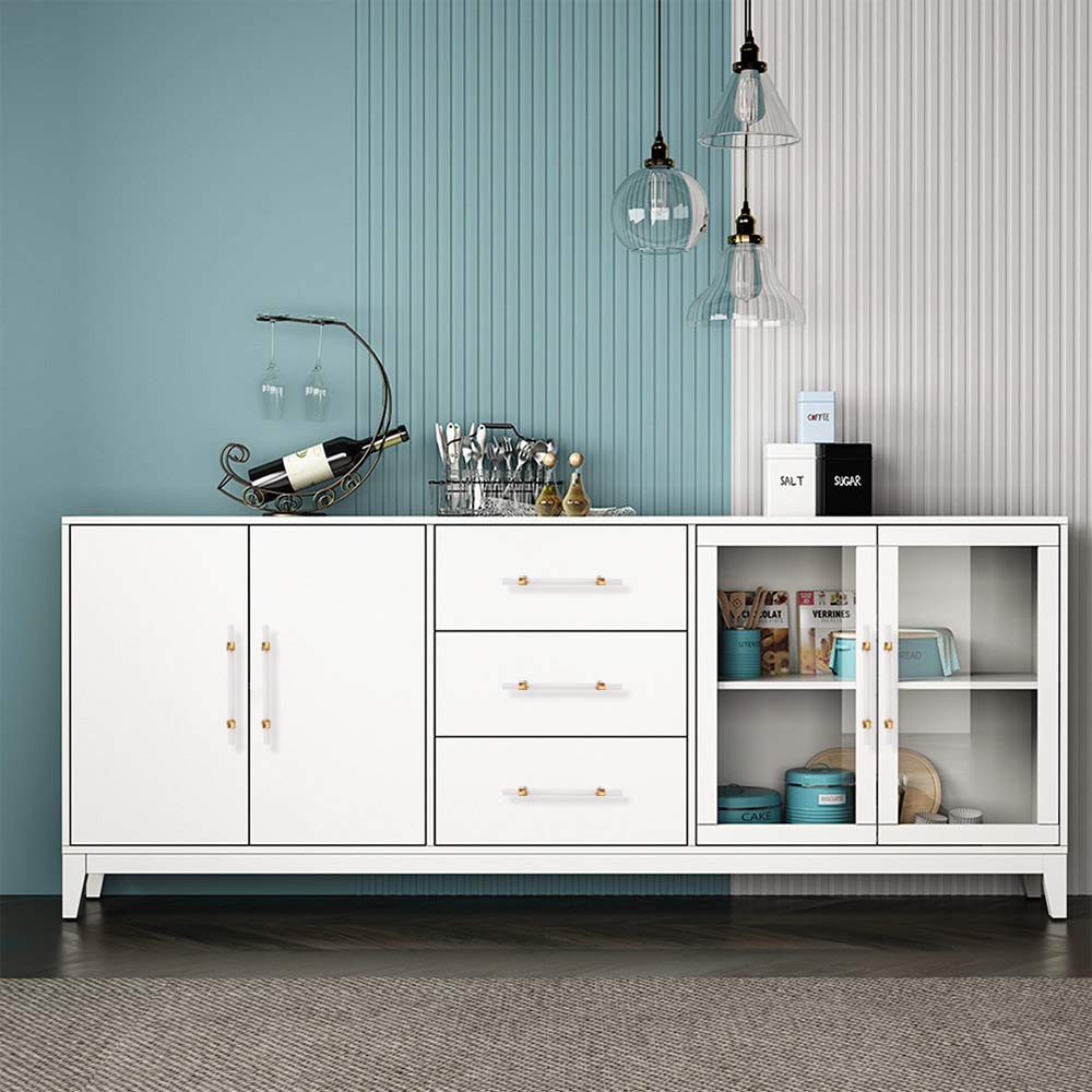 Peaha 50 Pack Gold Cabinet Pulls - 4 Inch Hole Center, 6.4 Inch Overall Length - Acrylic Drawer Handles for Bathroom, Dresser, Kitchen Cupboards - Perfect for Home Renovation & Furniture Upgrade