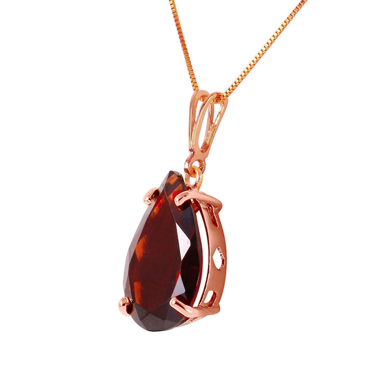 14K Solid Rose Gold Pendant Necklace with 5 Carat Natural Garnet Gemstone - Elegant Jewelry for Women, Perfect for Valentine's Day, Anniversary & Special Occasions