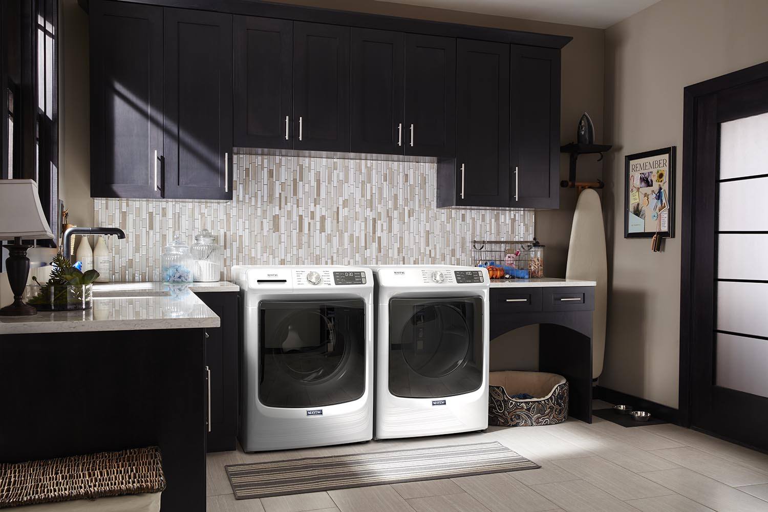Maytag MHW6630HW 5.5 cu ft Front Load Washer & YMED6630HW 7.3 cu ft Electric Dryer Set - White Energy Efficient Laundry Pair for Home, Apartment, or Laundromat Use