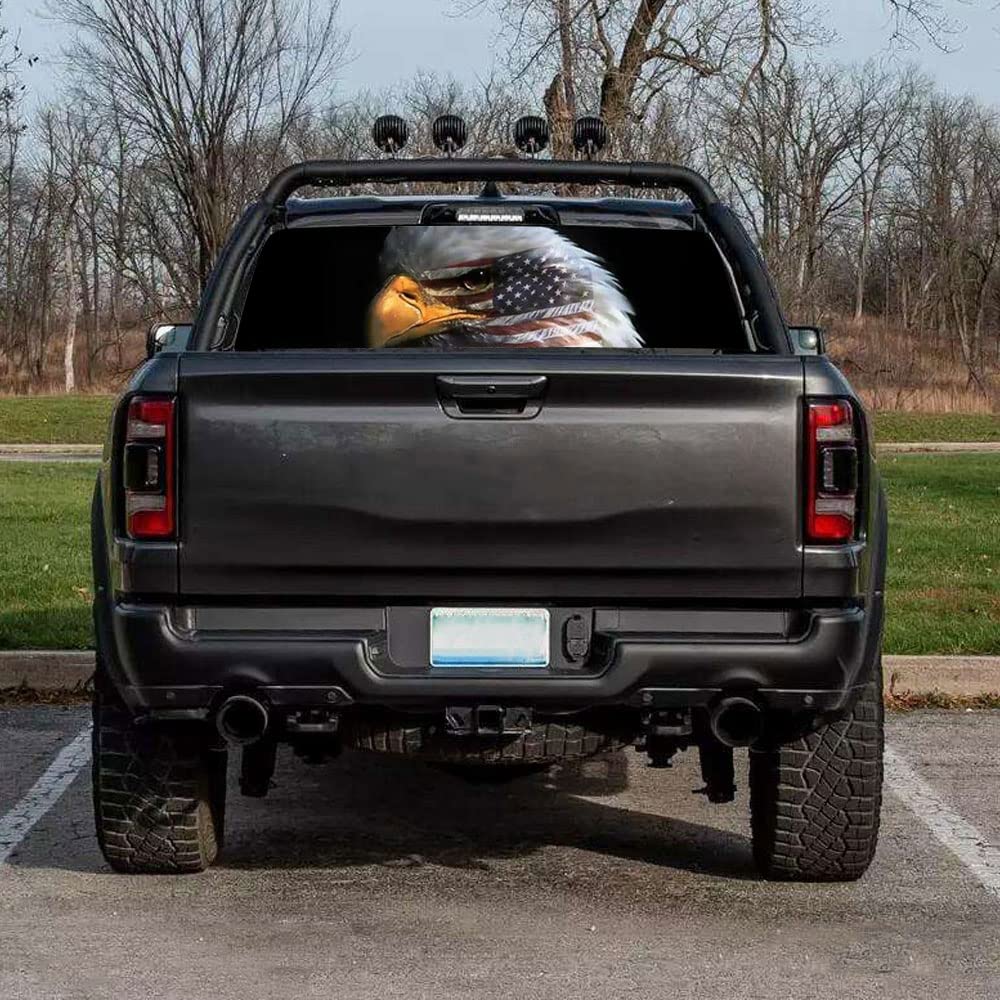 American Flag Eagle Rear Window Decal Sticker for Cars, Trucks & SUVs - 65x22 Inch Vinyl Bumper Graphic - Perfect for Patriotic Drivers, Road Trips & Vehicle Customization