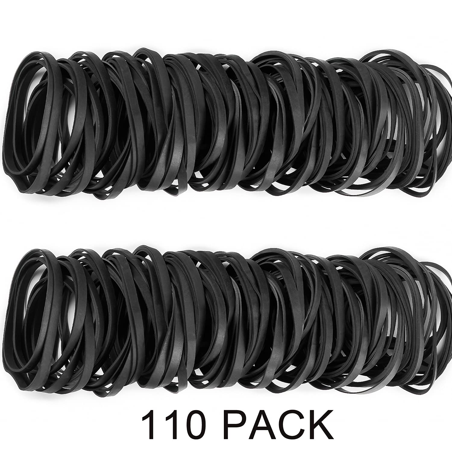 AMUU #64 Black Rubber Bands - 110 Pcs (0.5 lb) Heavy Duty Elastic Bands for Office, Home & Money Organization | Tactical Stretch Bands for Bundling, Securing & DIY Projects