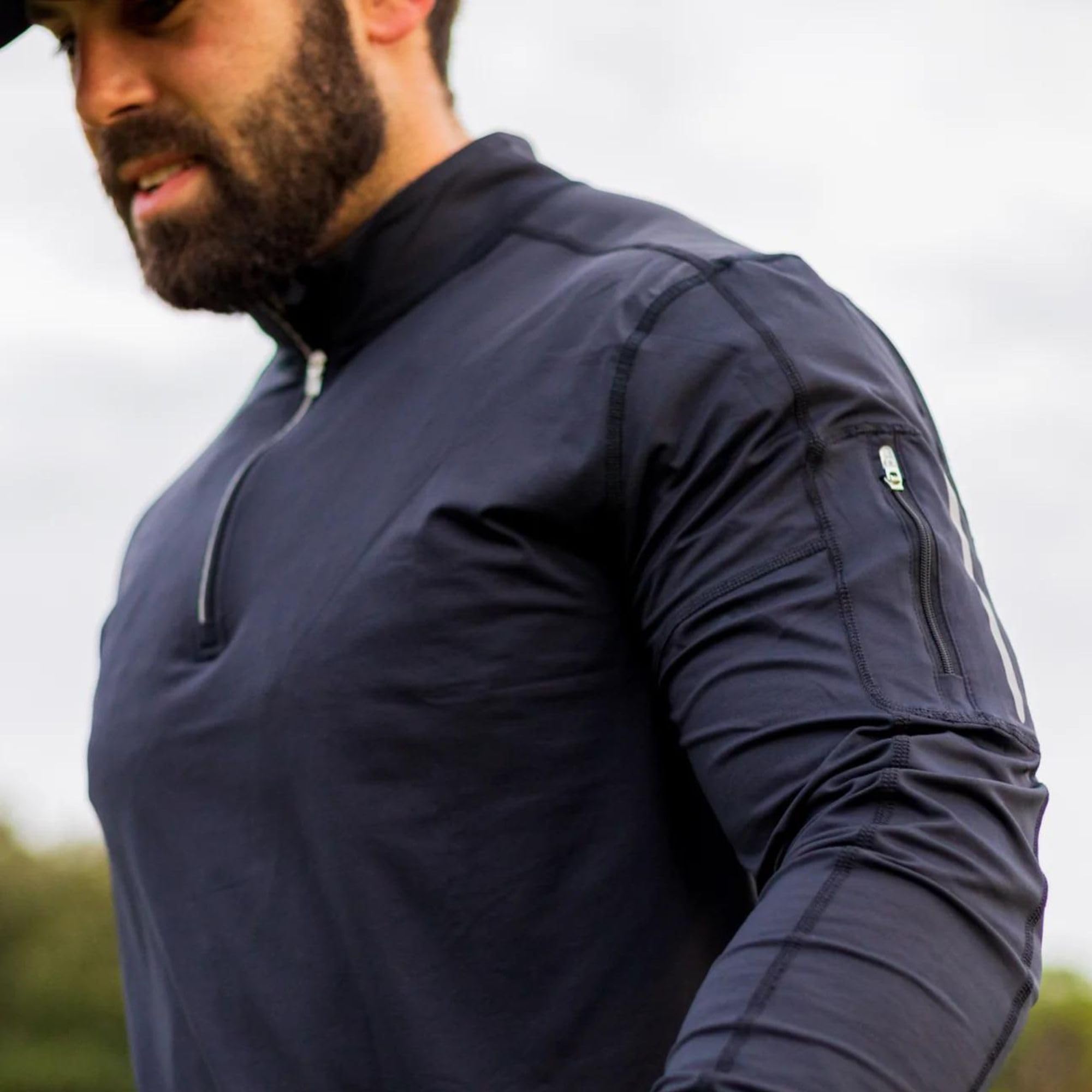 Men's UPF 50+ Sun Protection Mock Neck Zip Active Shirt - Lightweight Quick-Dry Workout Top for Running, Hiking & Outdoor Sports