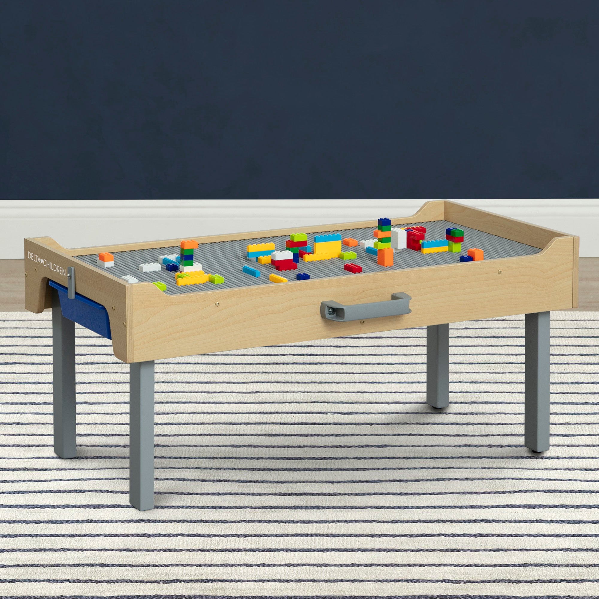 Play N Store Kids Building Bricks Play Table with 100+ Colorful Bricks - STEM Learning Toy for Creative Play, Room Organization & Toddler Activities