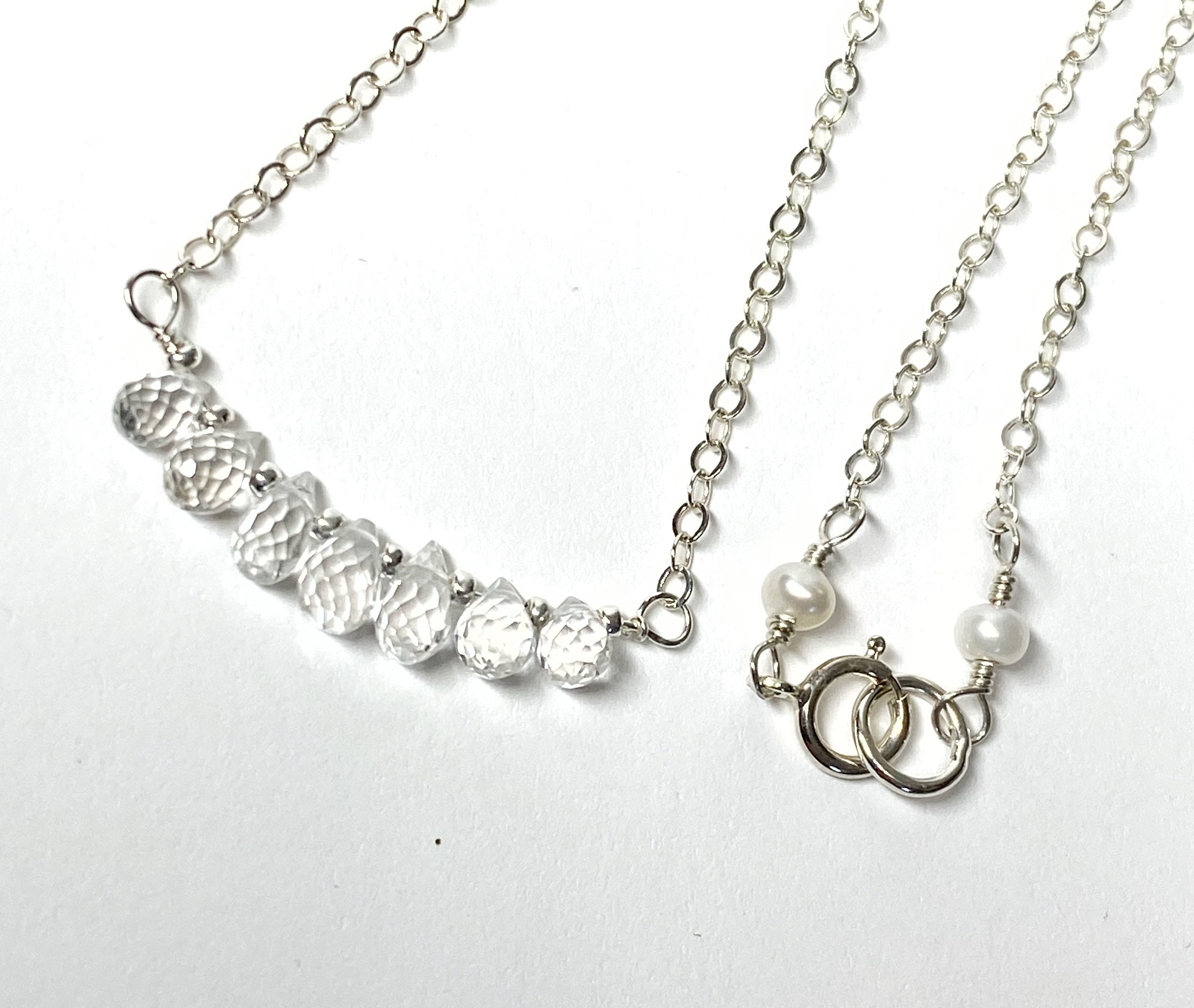 Elegant White Topaz Bar Choker Necklace - Dainty Tiny Gemstone Jewelry for Women - Perfect for Date Night, Wedding & Special Occasions