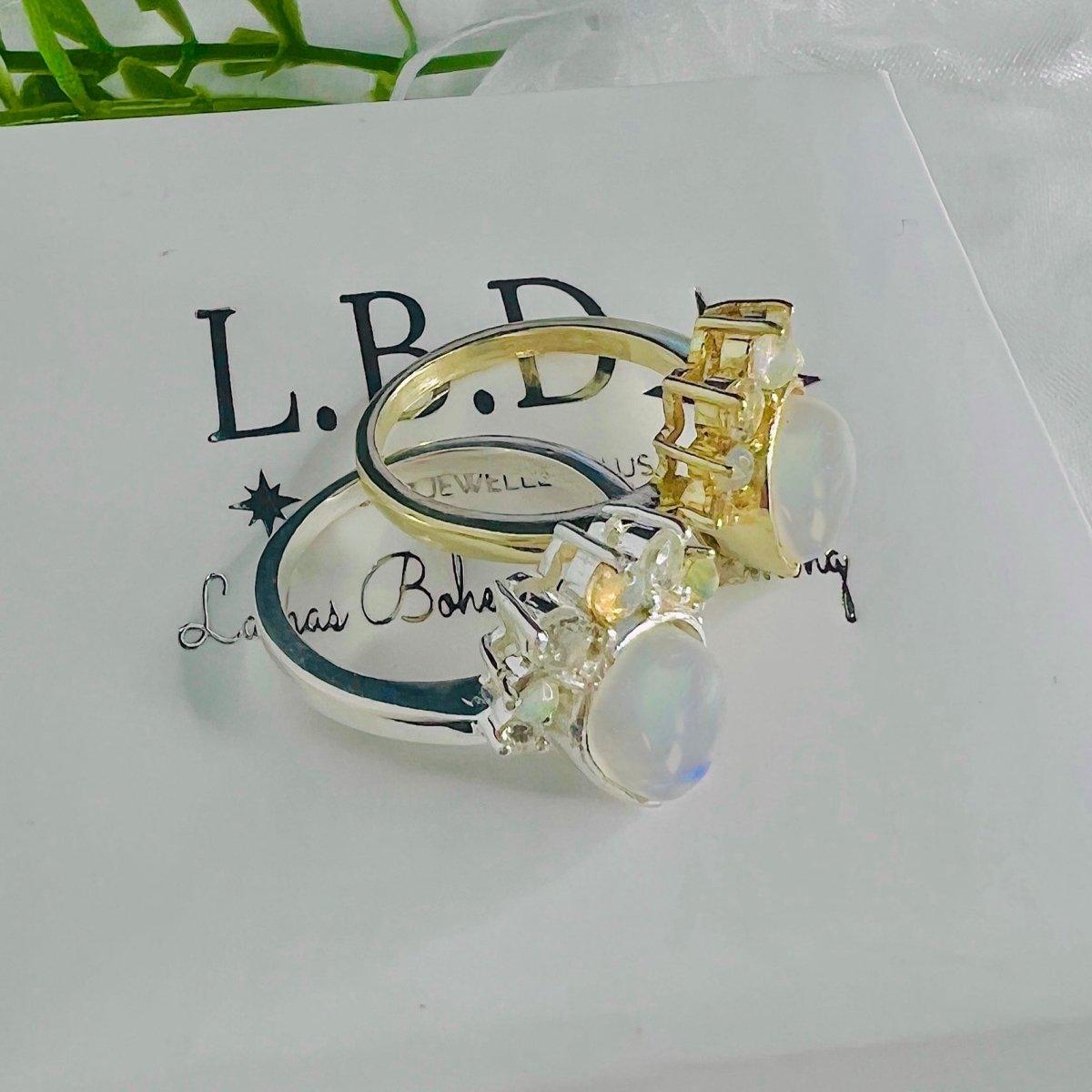 Laihas Premium Ballerina Topaz Opal Moonstone Ring - Elegant Gemstone Jewelry for Women, Perfect for Weddings, Parties & Special Occasions