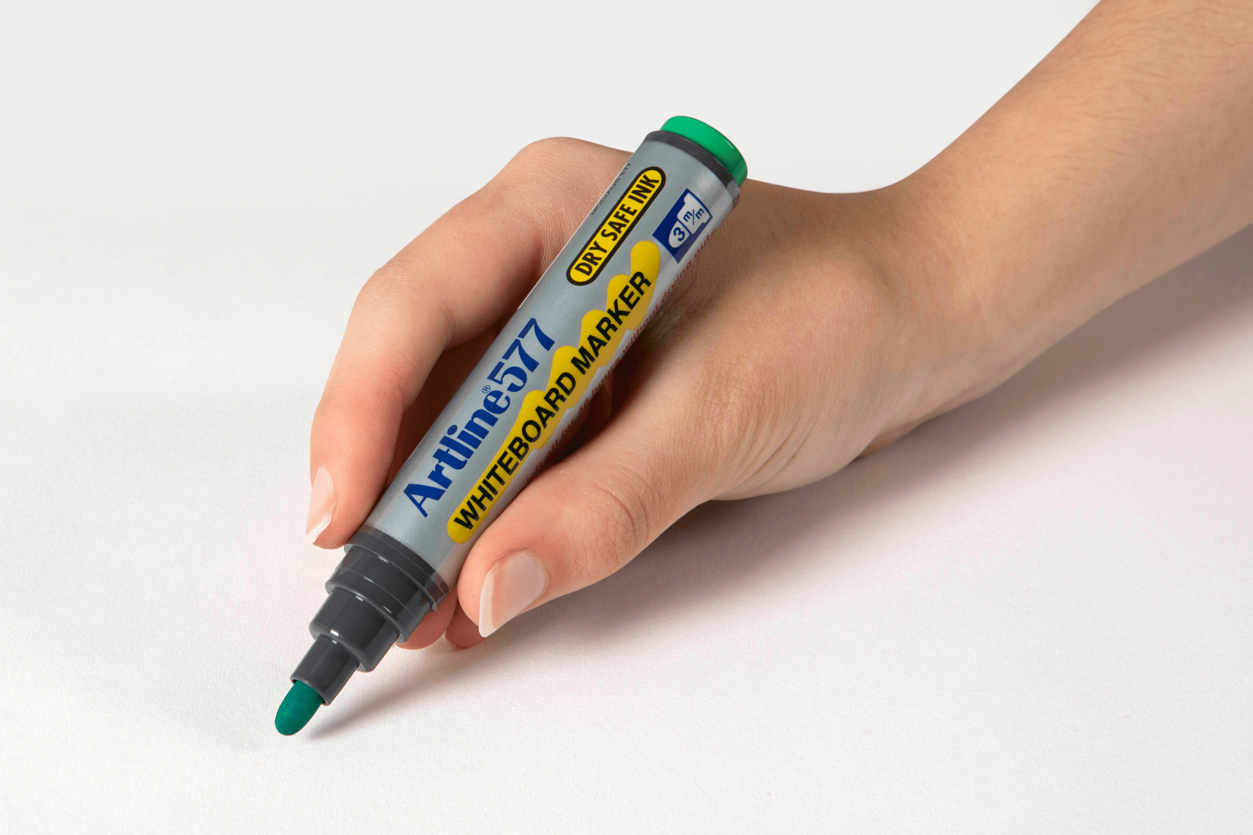 Artline 577 Whiteboard Marker - 3mm Bullet Tip, Green Ink, Pack of 12 - Perfect for Office, Classroom & Home Whiteboard Presentations