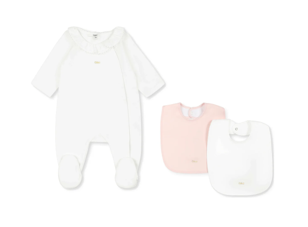 Chloe Baby Footie with 2 Bibs - Soft Cotton Pajamas for Infants 3-6 Months - Cozy Sleepwear for Newborns & Toddlers - Perfect for Bedtime & Playtime