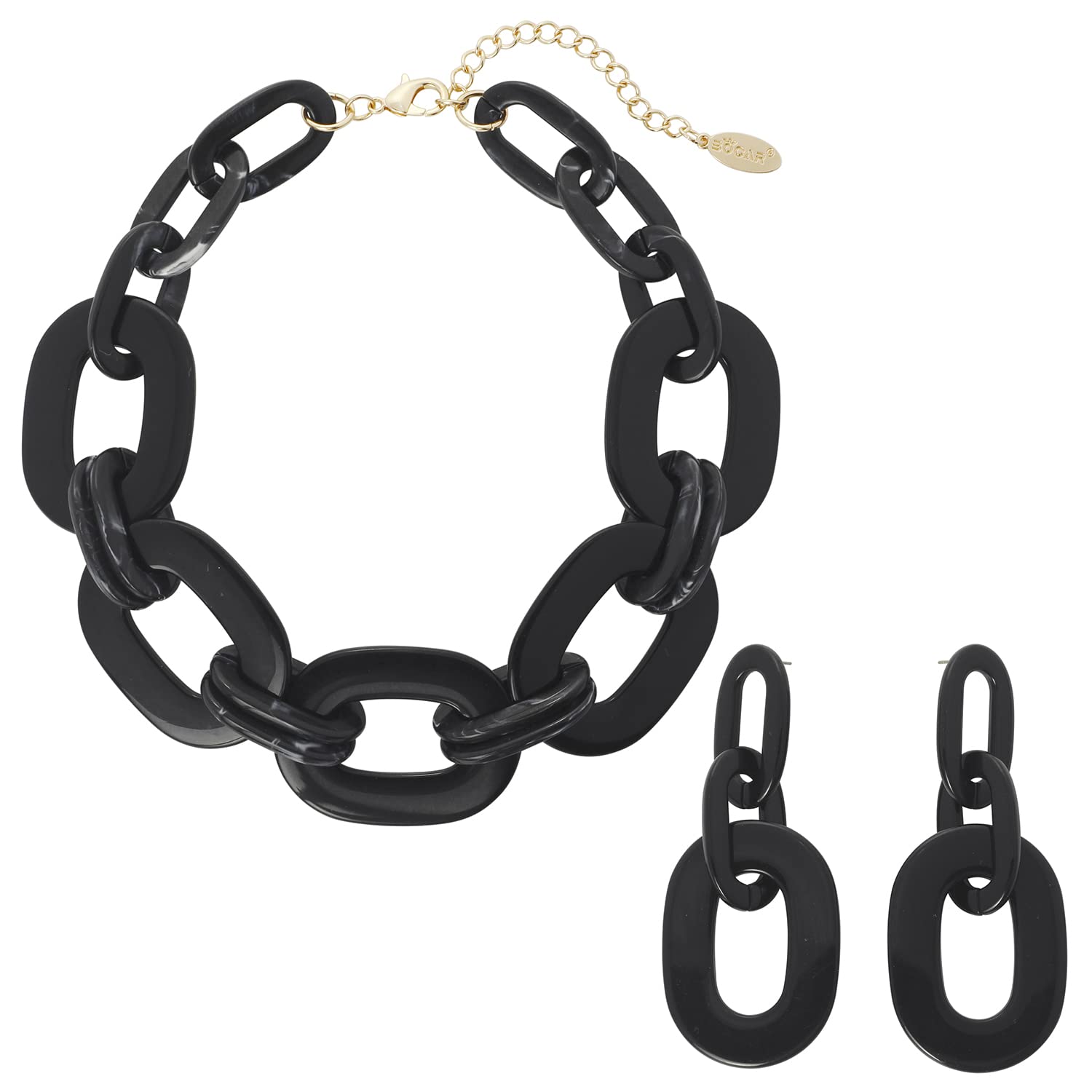 Bocar Chunky Acrylic Statement Necklace for Women - Cube Link Chain Collar with Matching Hoop Earrings Set, Fashion Jewelry for Party, Wedding & Everyday Wear