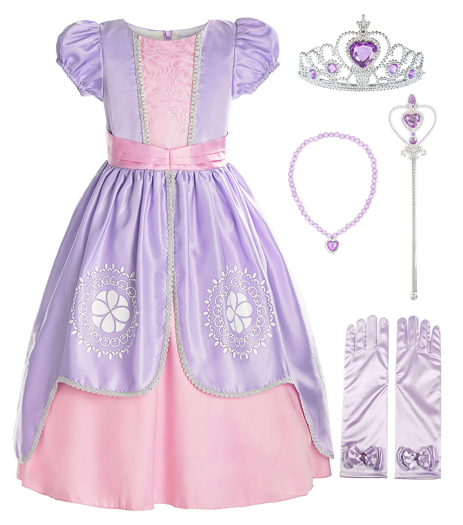 ReliBeauty Girls Short Sleeve Princess Costume Dress for Birthday Party, Halloween, Dress Up & Pretend Play - Cute Fairy Tale Outfit for Toddler Kids