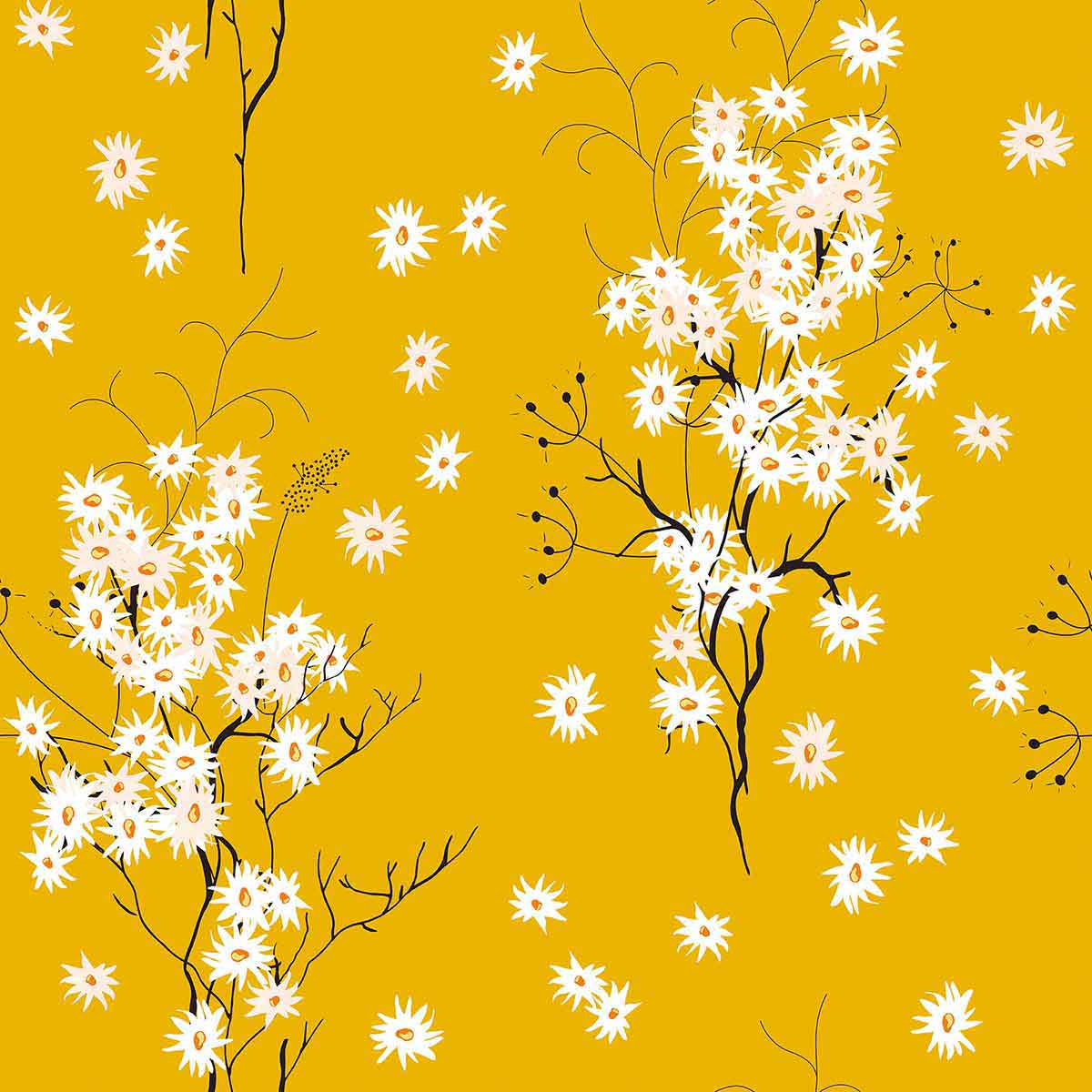 Kids Wallpaper Sample in Yellow & Beige Tones - Nursery, Bedroom & Playroom Decor Ideas