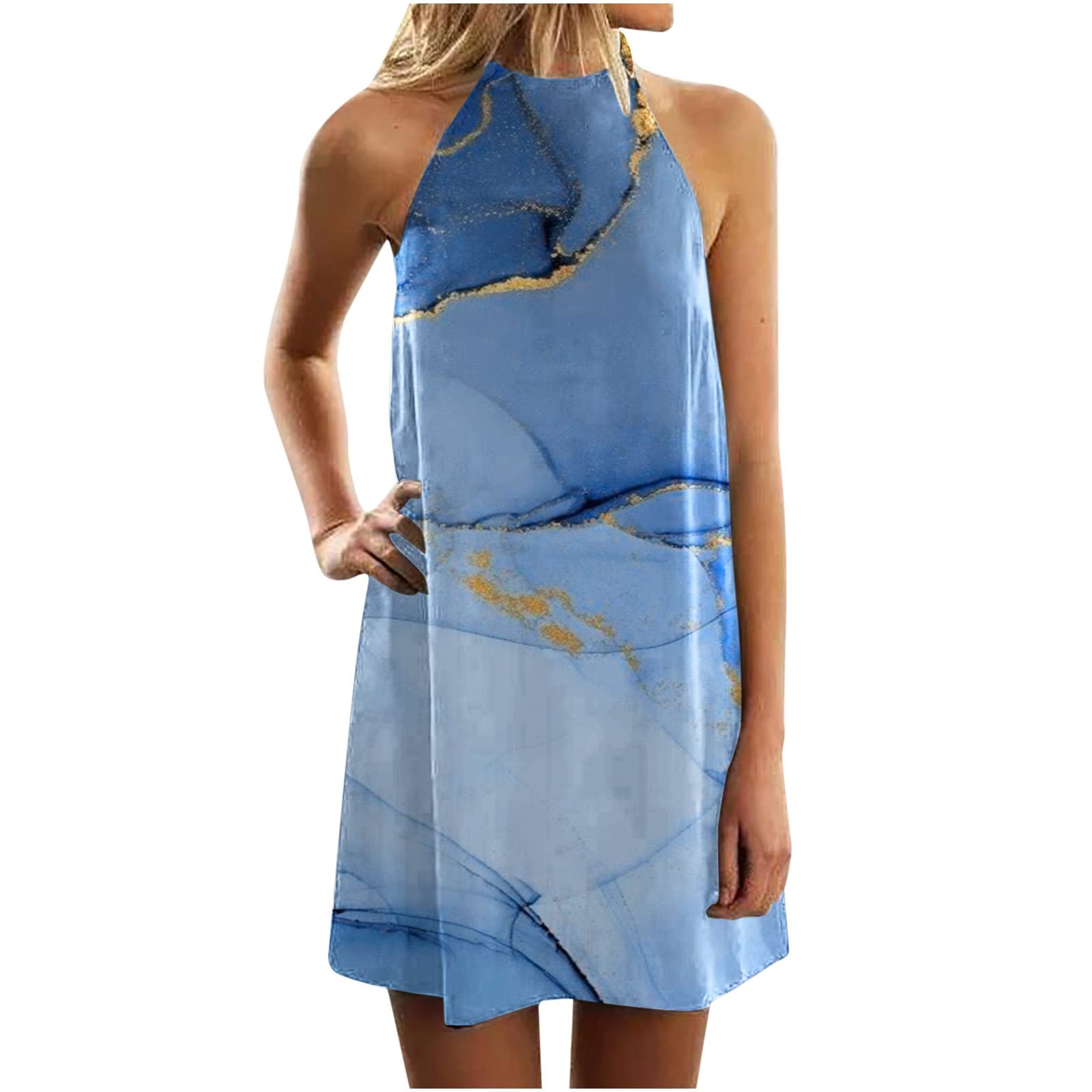 Women's Floral Print Sleeveless Shift Dress - Casual Swing Mini Tank Sundress for Summer, Beach, Vacation & Outdoor Activities