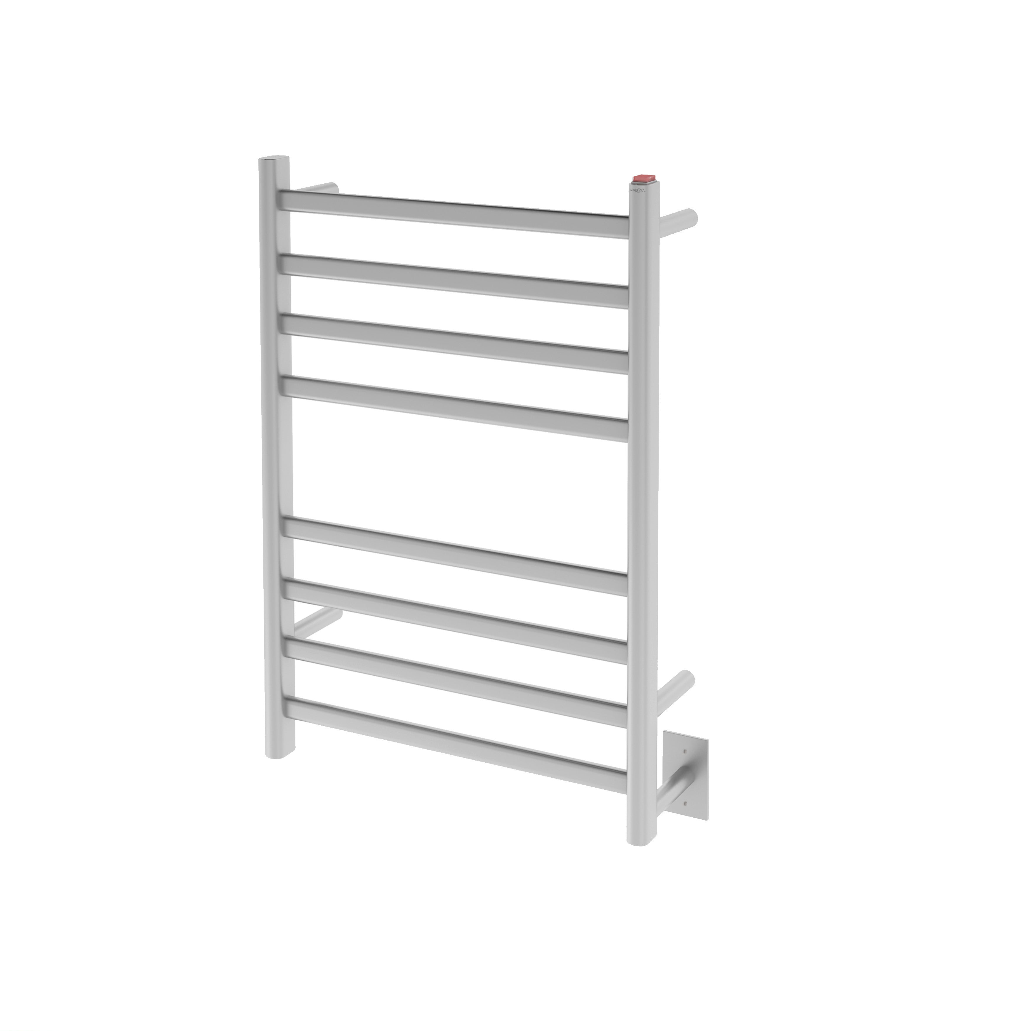 Prima Dual Extended 8 Bar Electric Towel Warmer - Hardwired & Plug-in Brushed Stainless Steel - Perfect for Bathrooms, Spas & Luxury Hotels