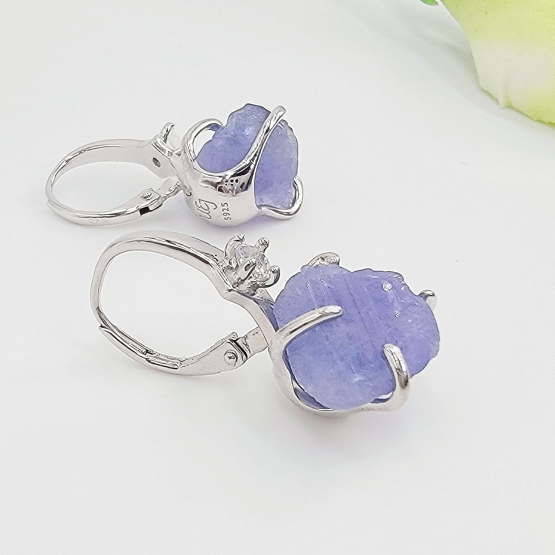 Genuine Tanzanite Drop Earrings in 14K White Gold - December Birthstone Jewelry for Women, Anniversary Gift, Christmas Present, Mother's Day & Birthday Gift - Perfect for Evening Wear, Special Occasions & Gift Giving