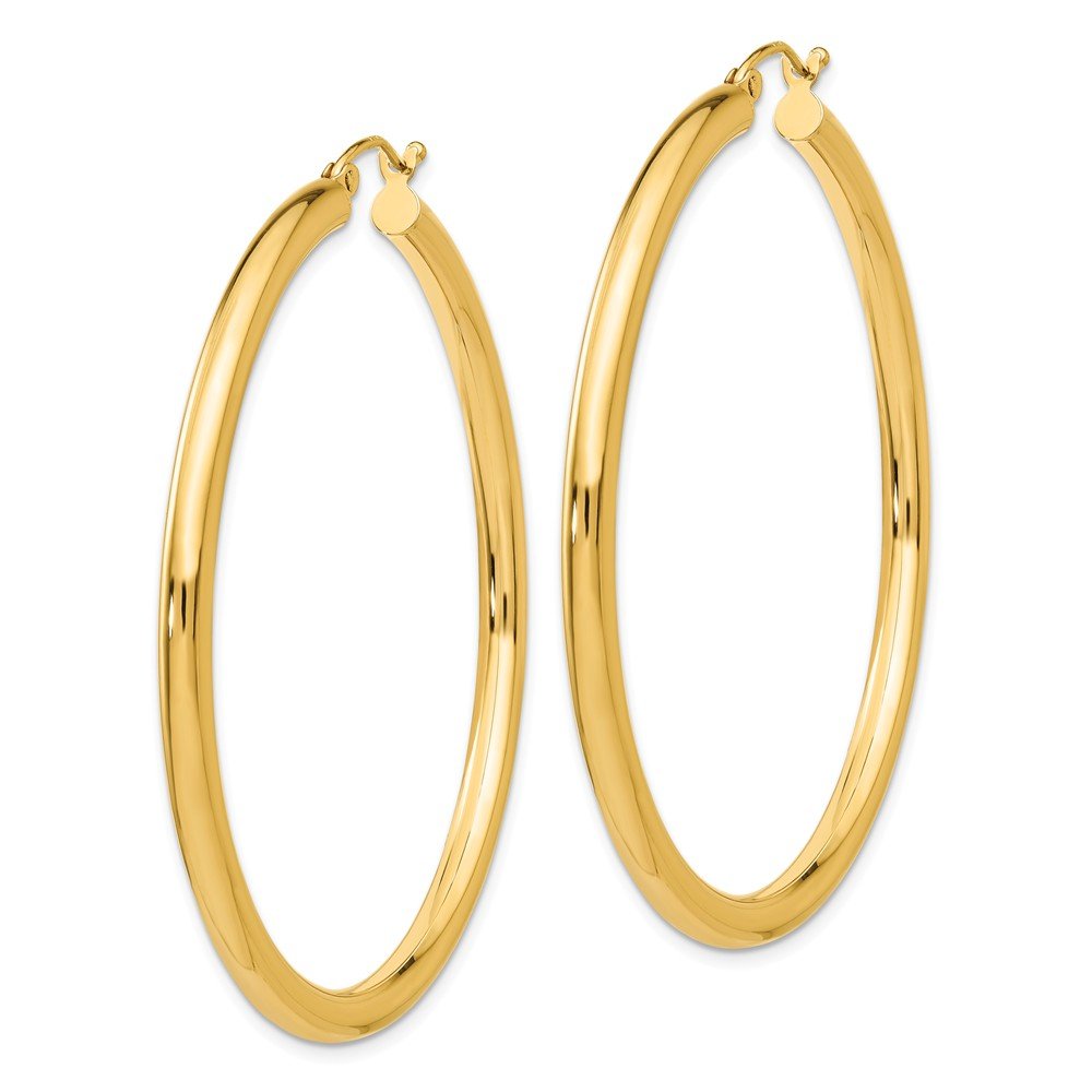 10K Yellow Gold Polished 3mm Tube Hoop Earrings for Women - Classic Minimalist Dainty Everyday Jewelry Gift (10T943) - Perfect for Work, Date Night & Special Occasions