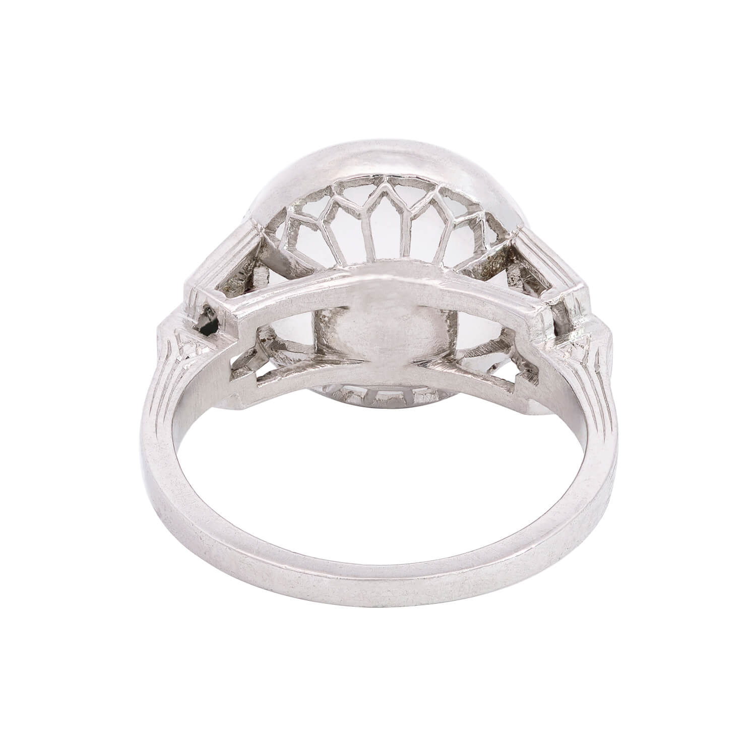 Vintage Art Deco Platinum Moonstone & Diamond Ring for Women - Elegant Antique Jewelry for Weddings, Engagements & Special Occasions