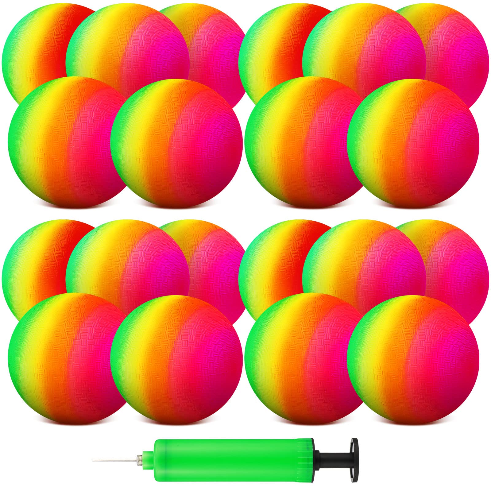 Vinsot 12 Pack 8.5 Inch Playground Balls - Bulk Inflatable Bouncy Balls for Kids with Hand Pump, Kickball & Handball for Indoor Outdoor Games, School PE, Birthday Parties & Backyard Activities