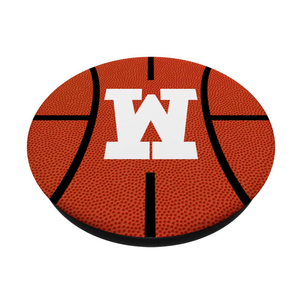Sport Style Grip for Phones with White Letter W - Basketball Fan PopSockets PopGrip: Swappable Phone & Tablet Grip for Enhanced Grip and Stability During Games & Workouts