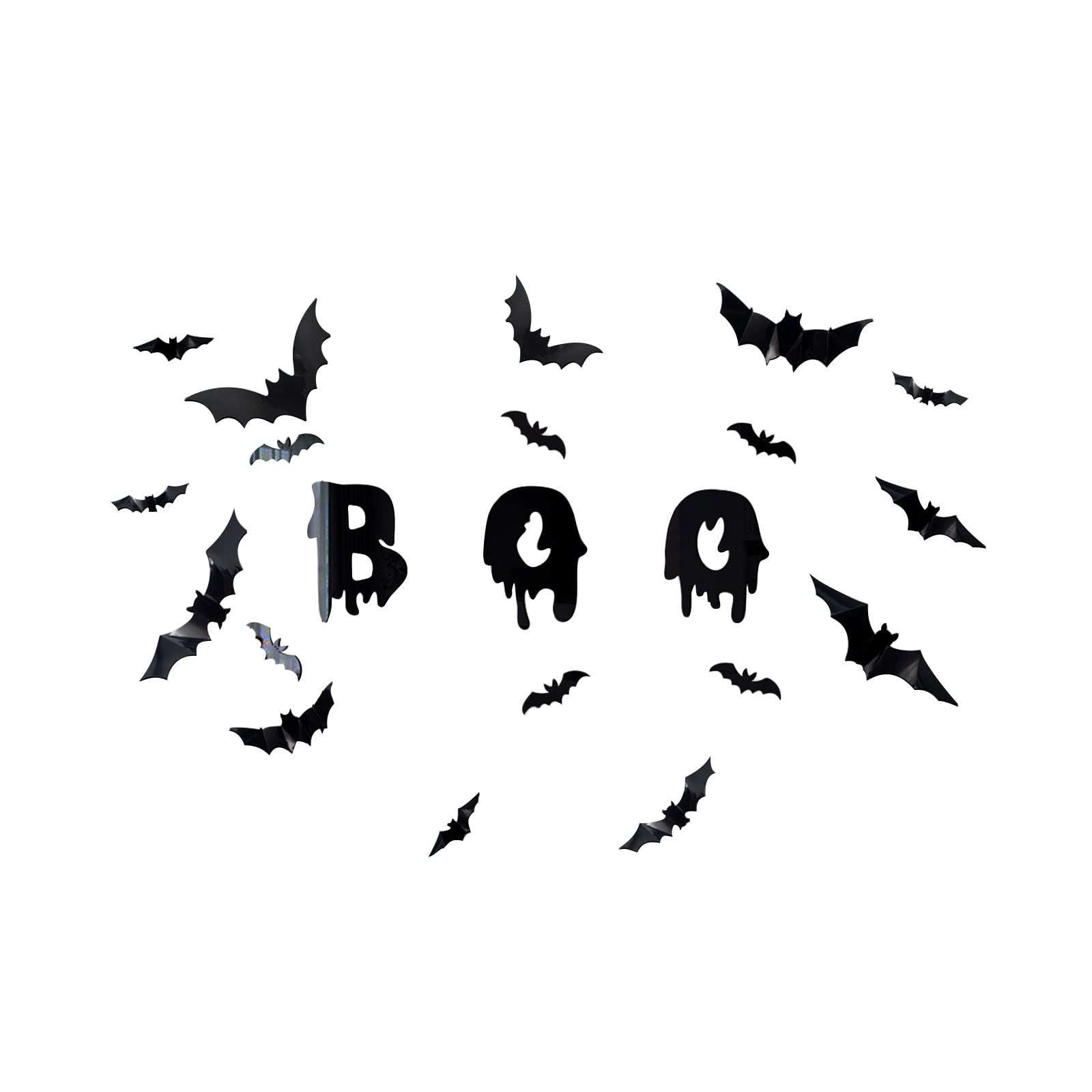 3D Self-Adhesive Halloween Bat Wall Decals - Black Acrylic Hexagon Mirror Decorations for DIY Home & Party Decor | Spooky Wall Stickers for Halloween, Haunted House, and Gothic Themed Events