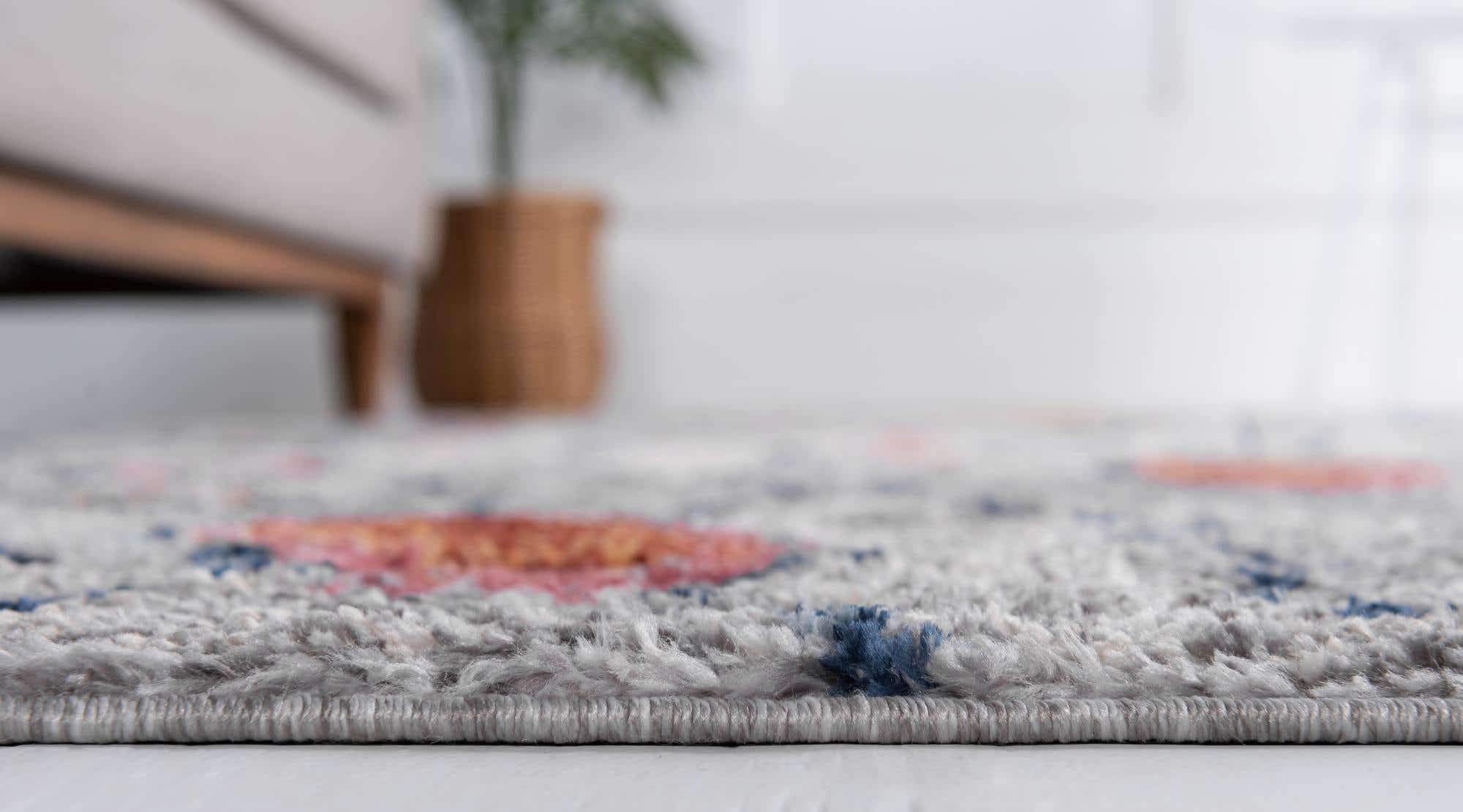 Unique Loom Morocco Collection Southwestern Bohemian Round Area Rug 7' x 7' Gray Ivory - Perfect for Living Room, Bedroom or Boho Chic Home Decor
