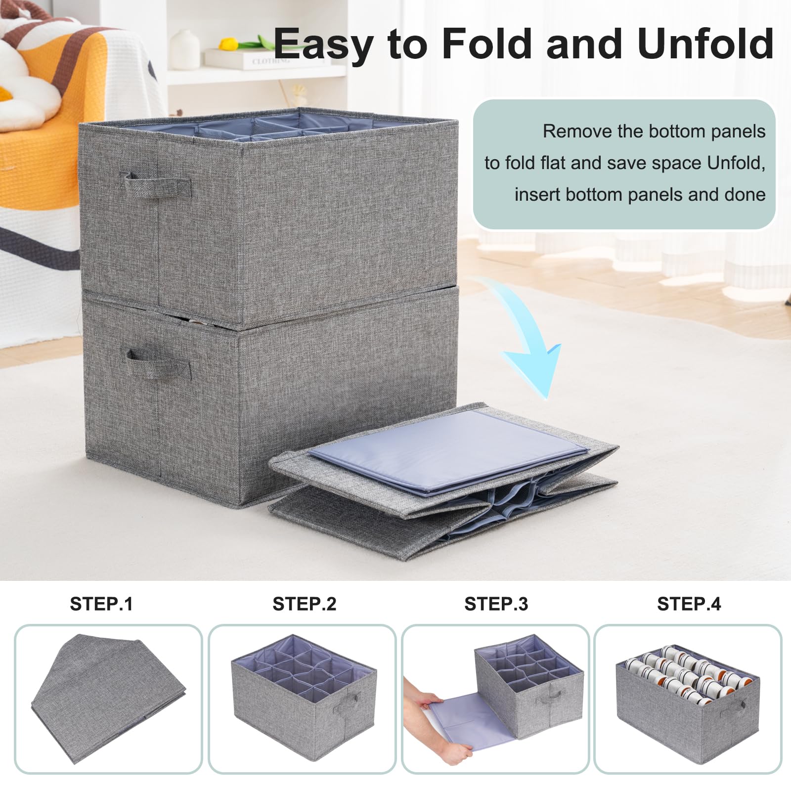 2-Pack Grey Shoe Organizer for Closet - Space Saving Storage Solution for Shoes, Sneakers, High Heels, Pants & Clothes - Holds Up to 24 Pairs - Perfect for Bedroom, Dorm, Entryway & Small Spaces