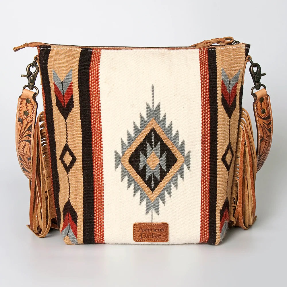 Authentic American Darling Aztec Blanket Tooled Leather Purse - Stylish Boho Crossbody Bag for Women, Perfect for Festivals, Travel & Everyday Use