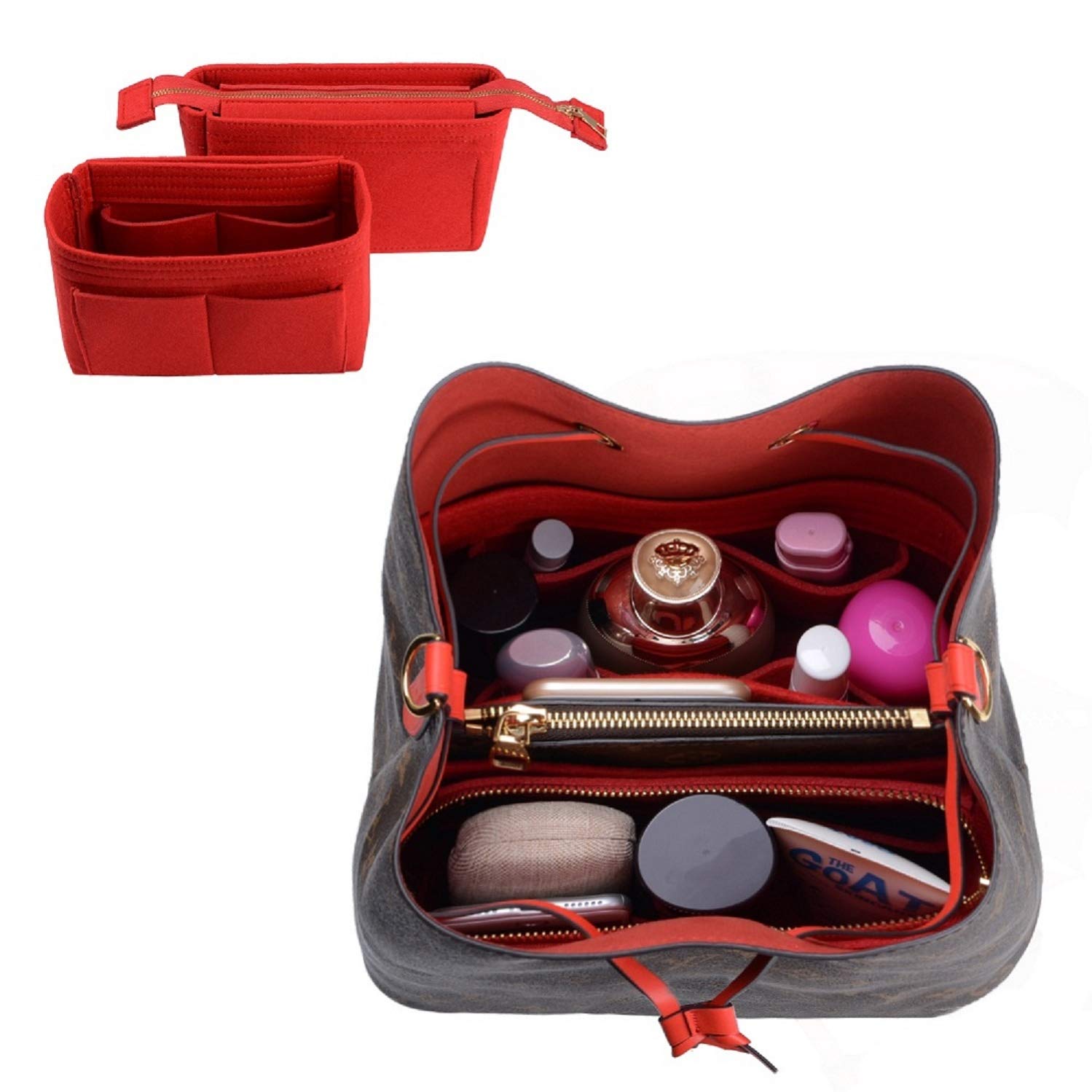 ZTUJO Purse Organizer Insert for LV NeoNoe Noé Series - 2 Pack Set | Handbag Organizer with Multiple Pockets | Perfect for Travel, Work & Everyday Use