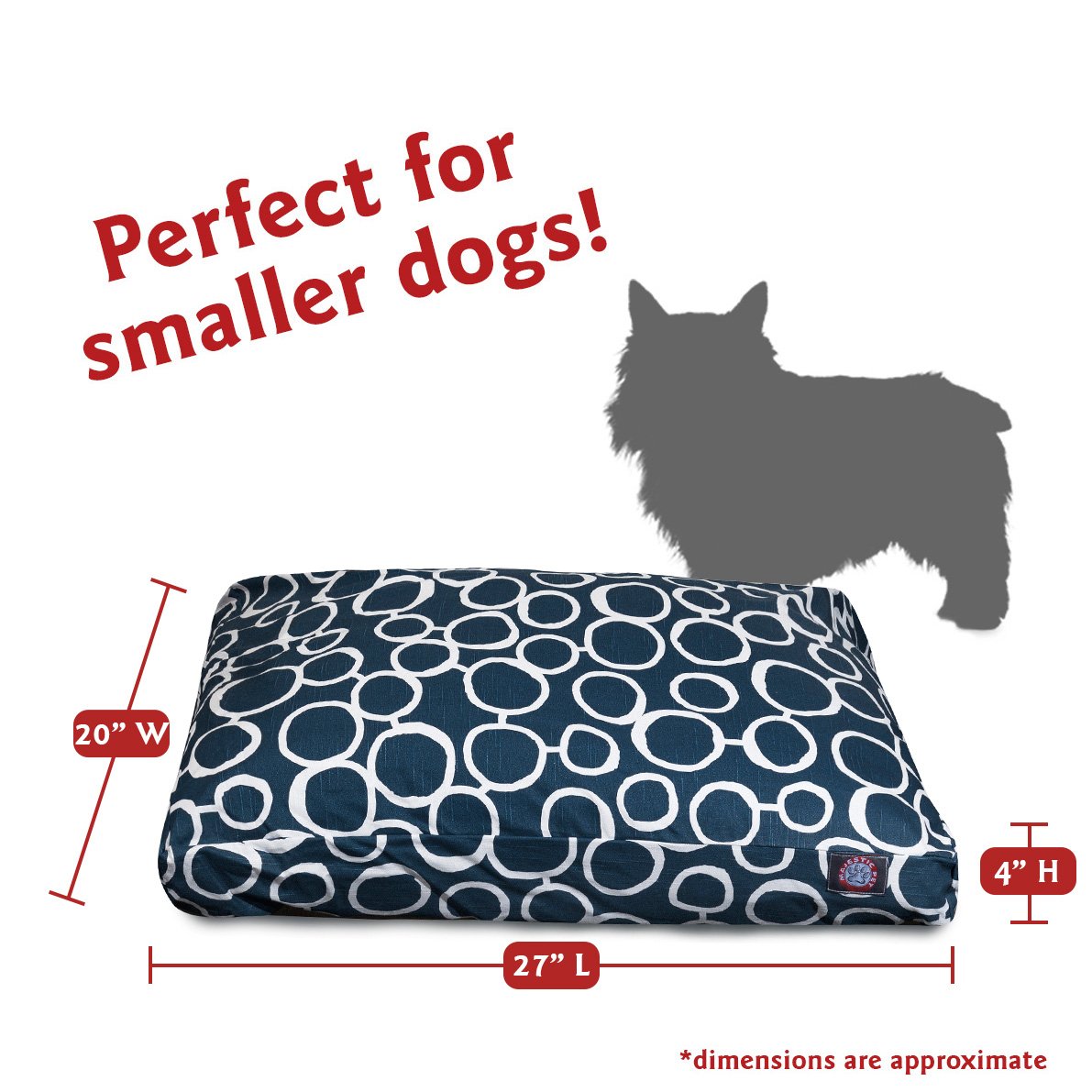 Majestic Pet Fusion Navy Small Rectangle Dog Bed - Soft & Comfortable for Small Breeds - Perfect for Crates, Carriers & Home Use