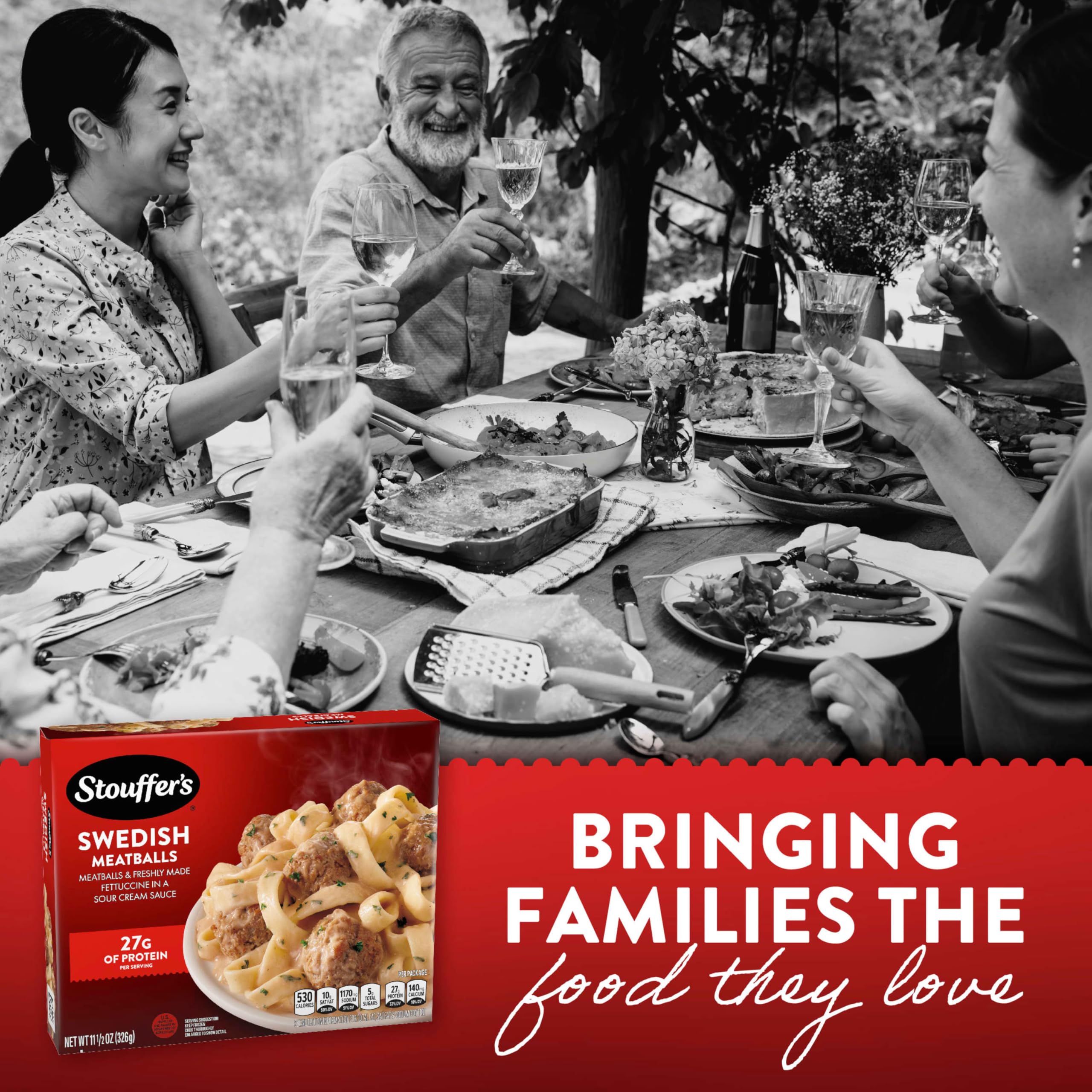 Stouffer’s Swedish Meatballs Frozen Dinner – Single Serve Microwave or Oven Ready Meal – Quick & Easy Frozen Pasta for Busy Weeknights, Office Lunches or College Dorm Meals